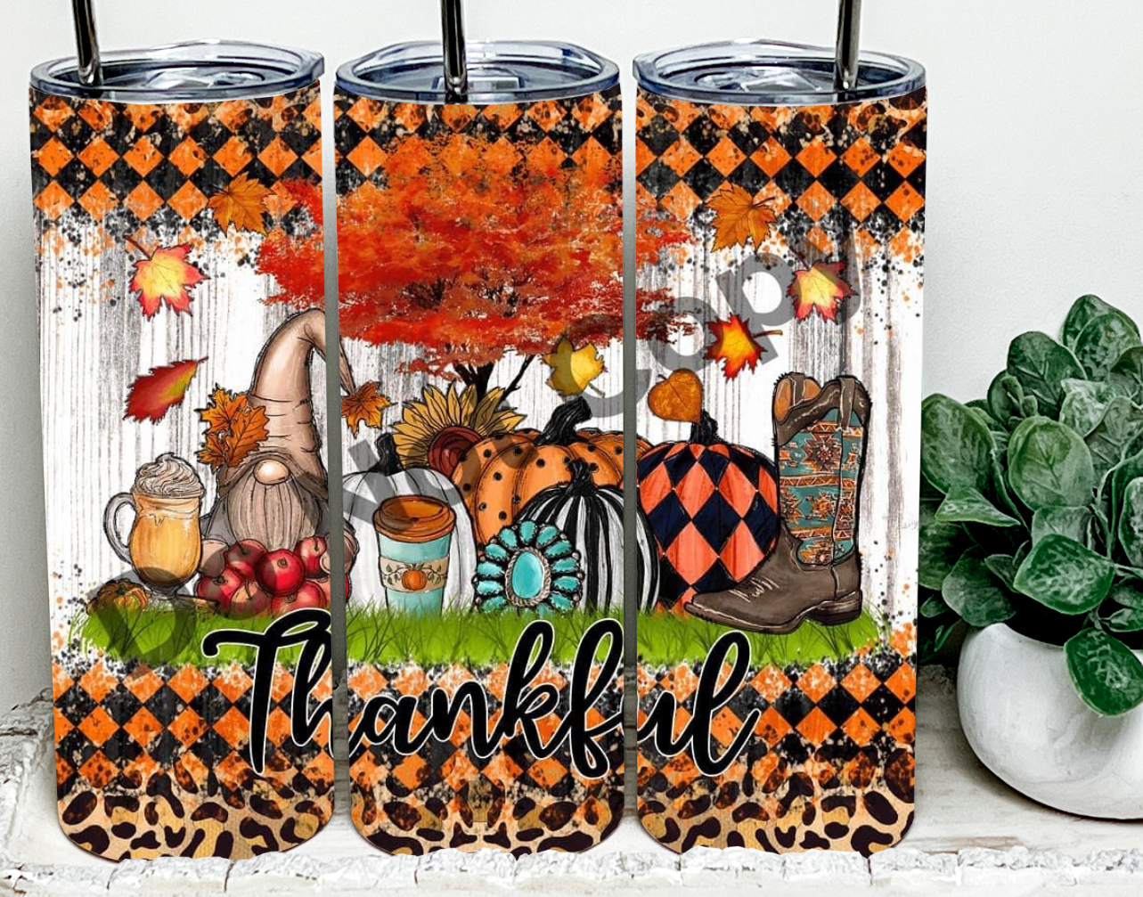 Thankful Fall Gnomes 20 oz Sublimation Tumbler