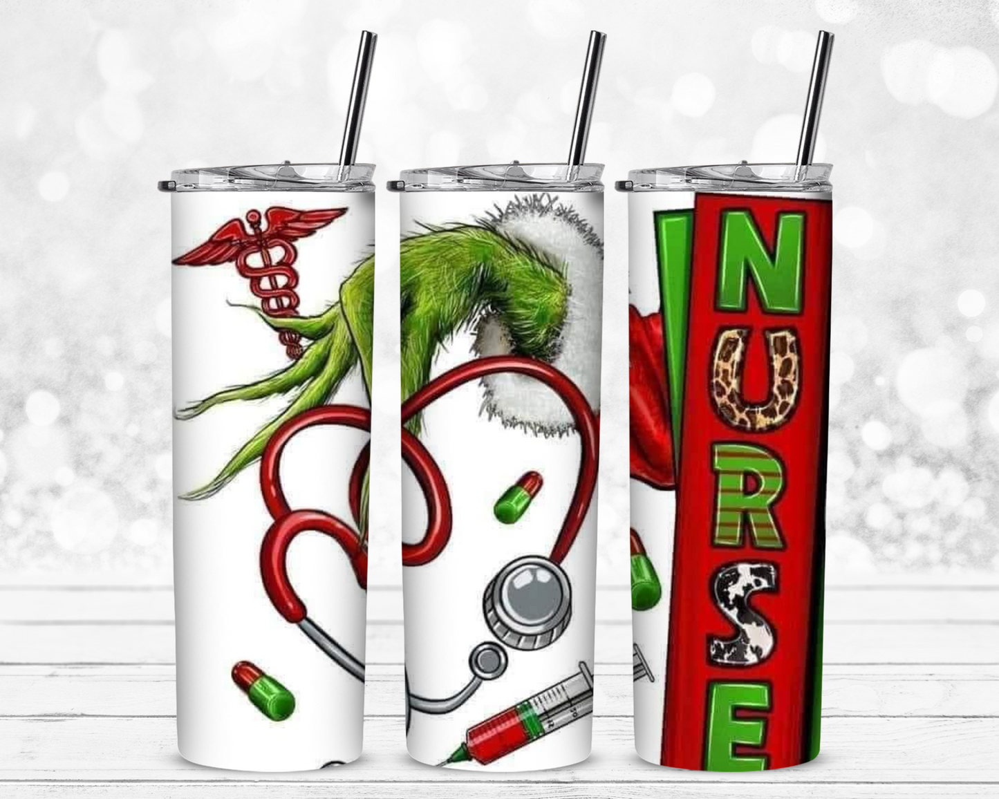 The Green Guy Christmas Nurse Sublimation Tumbler