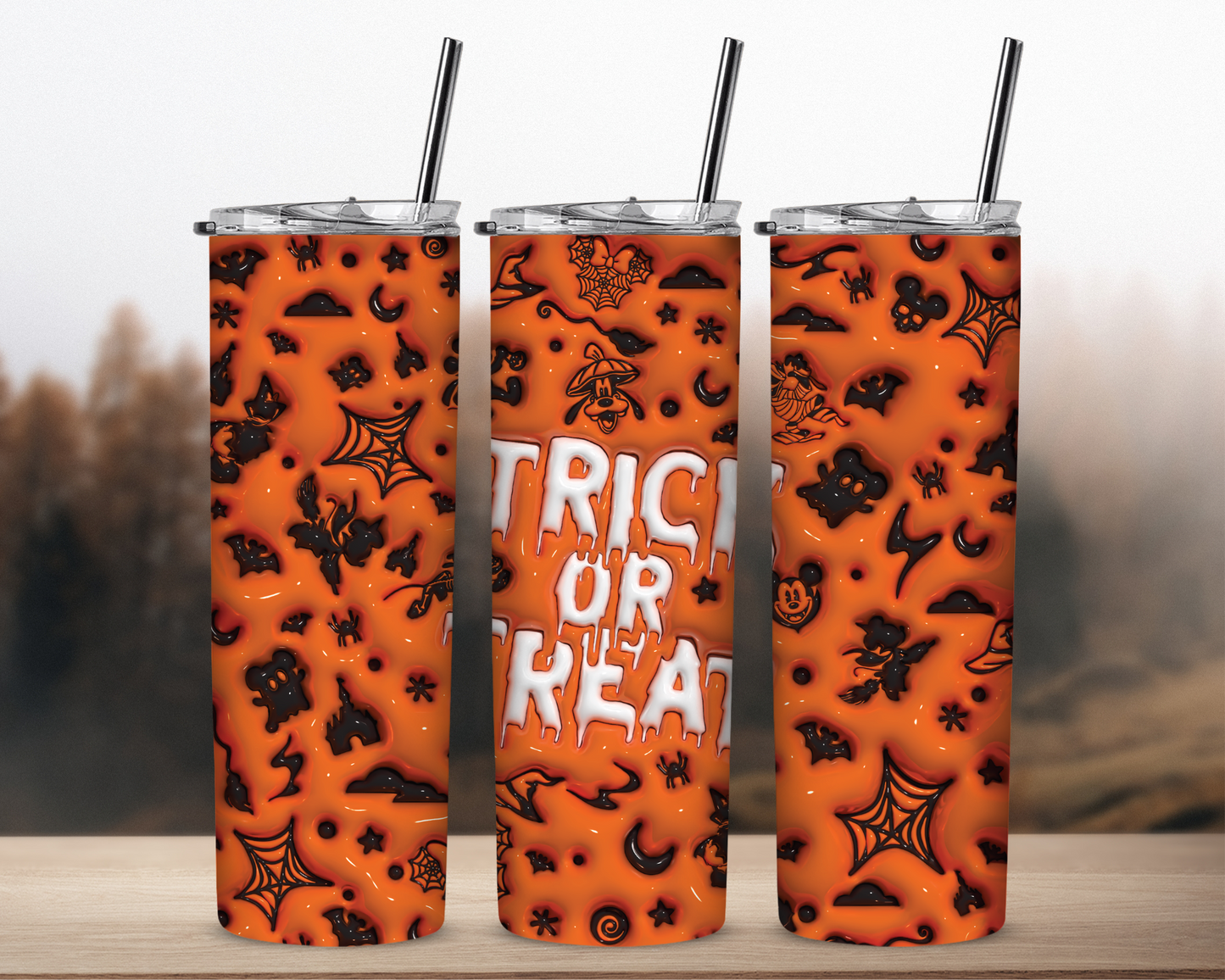 Trick or Treat in Orange 3D Puff 20 oz Sublimation Tumbler