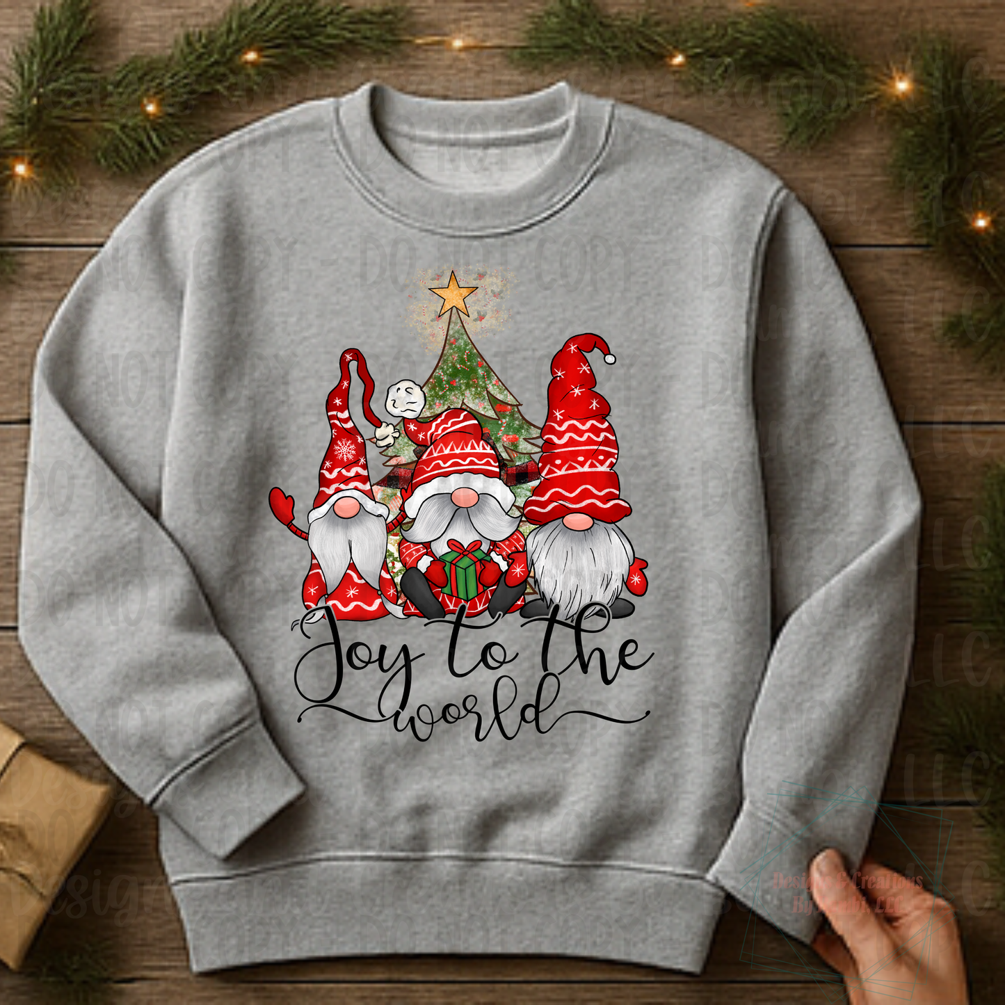 Trio of Gnomes Joy to the World Red