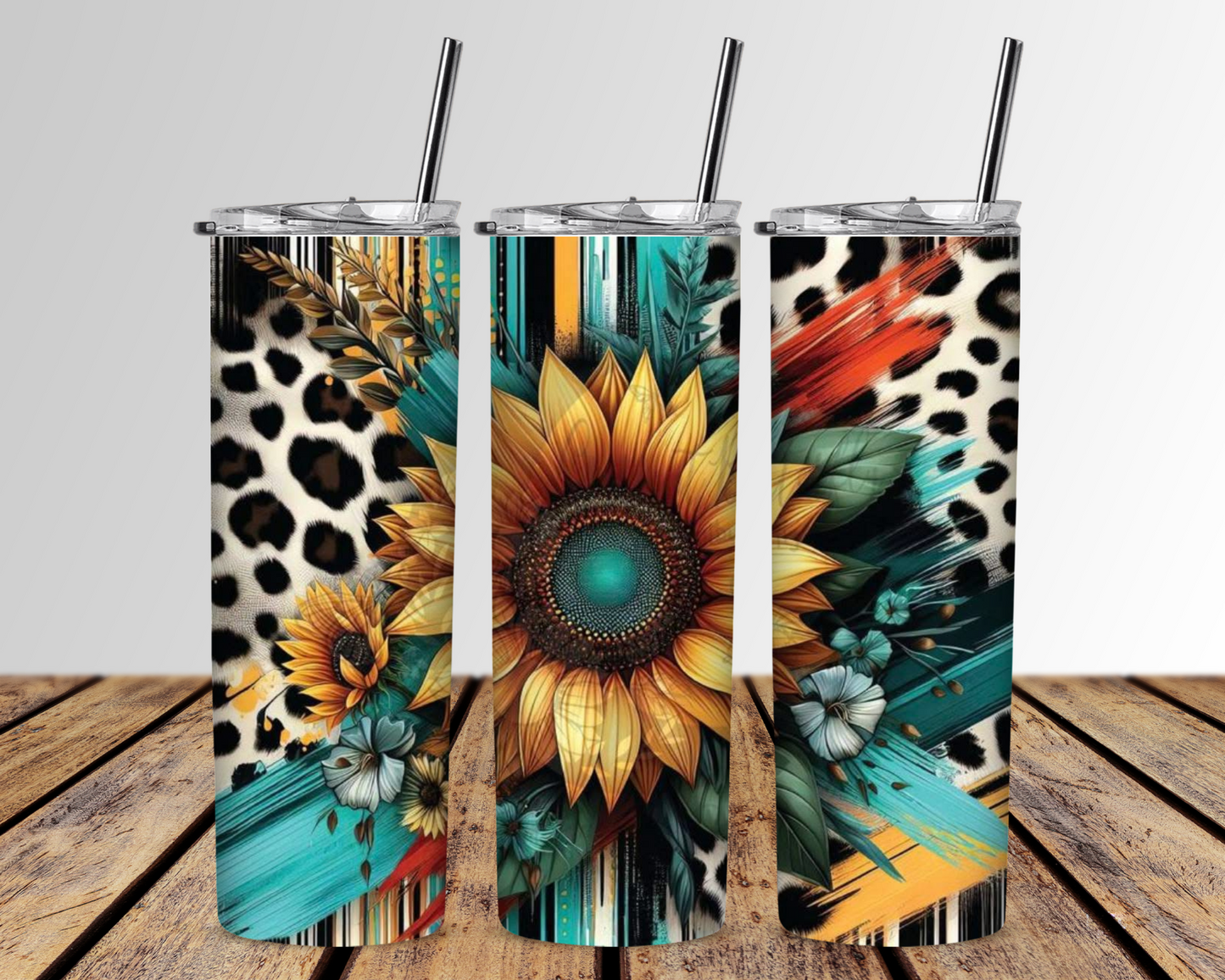 Western Sunflower And Cowprint Sublimation Tumbler