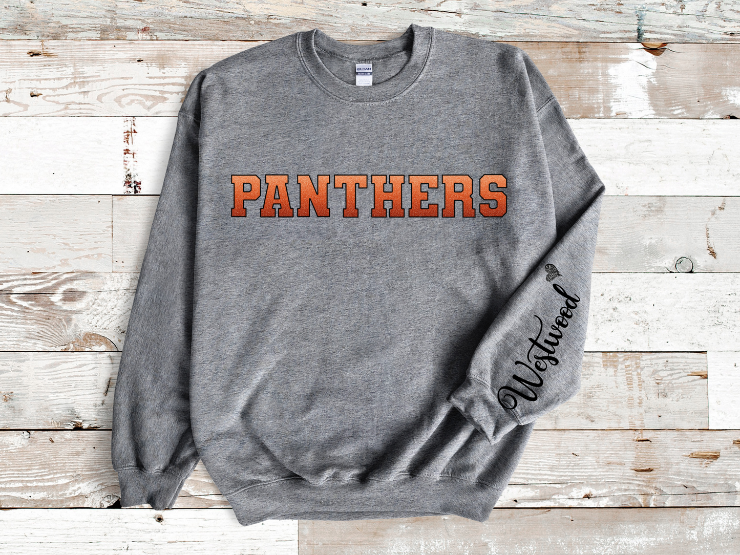 Panthers Ombre Black Outline with Black Westwood on Sleeve