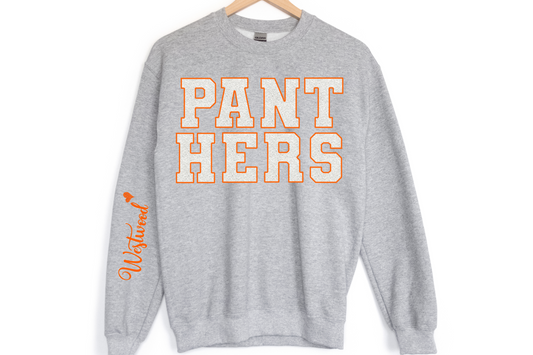 Panthers in White Orange Outline with Orange Westwood on Sleeve