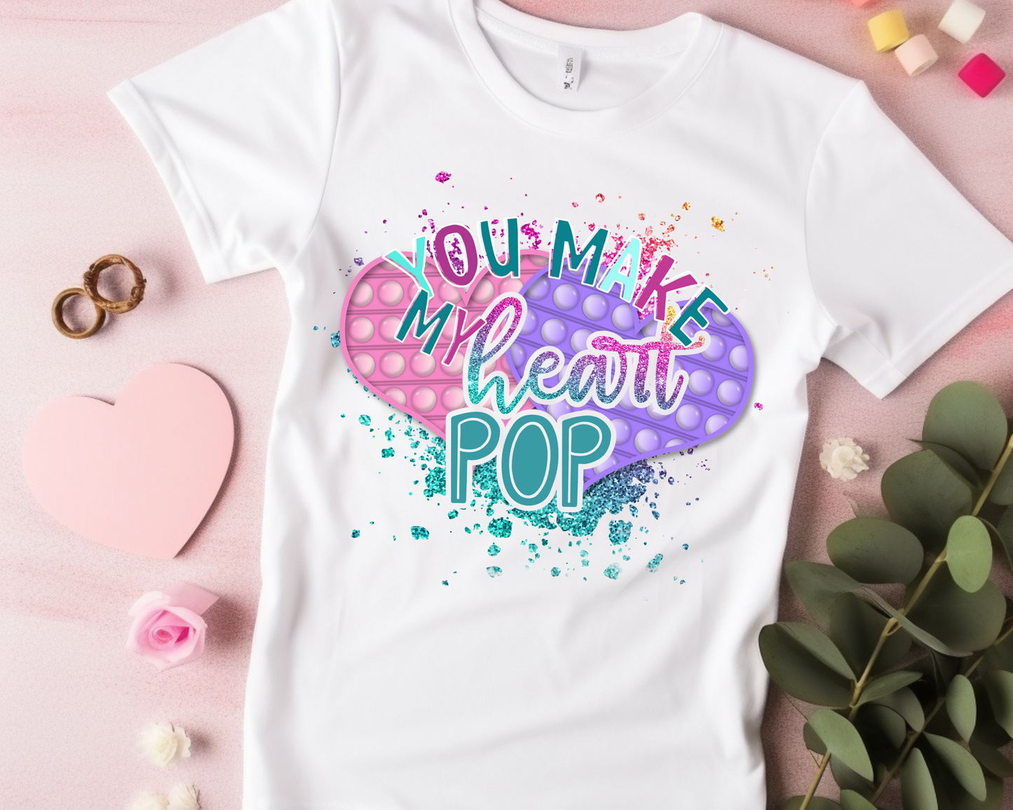 You Make my Heart Pop with Faux Glitter