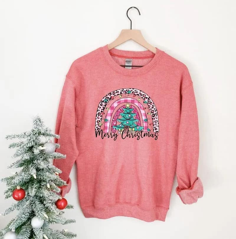 Merry Christmas with Animal Print Rainbow