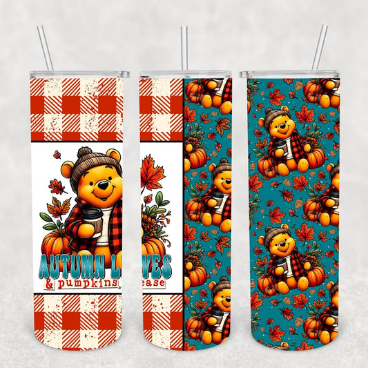 Autumn Leaves and Pumpkins Please Pooh 20 oz Tumbler