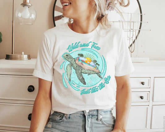 Wild and Free with Turtle Completed Tee