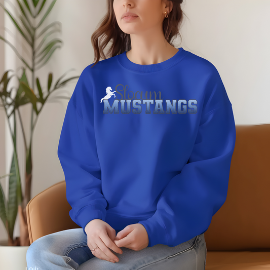 Slocum Mustang Blue Ombre Grey Outline with Mustang (Long Sleeve)