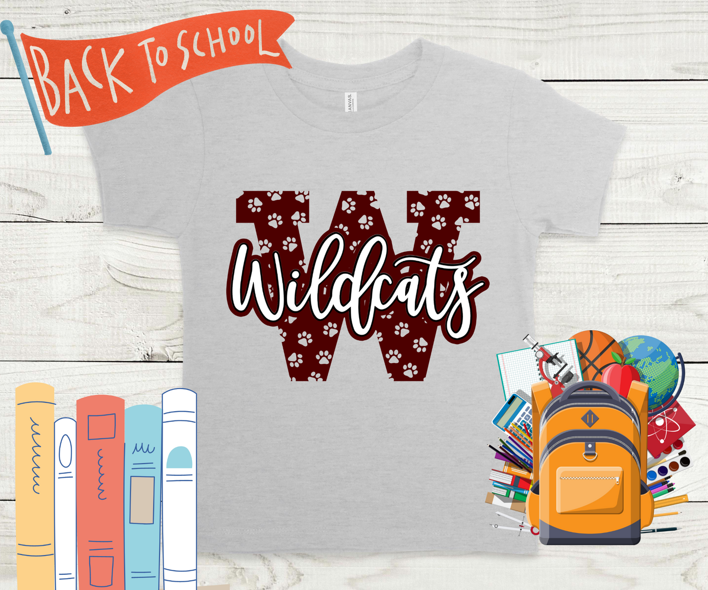 W is For Wildcats in Maroon Completed Shirt