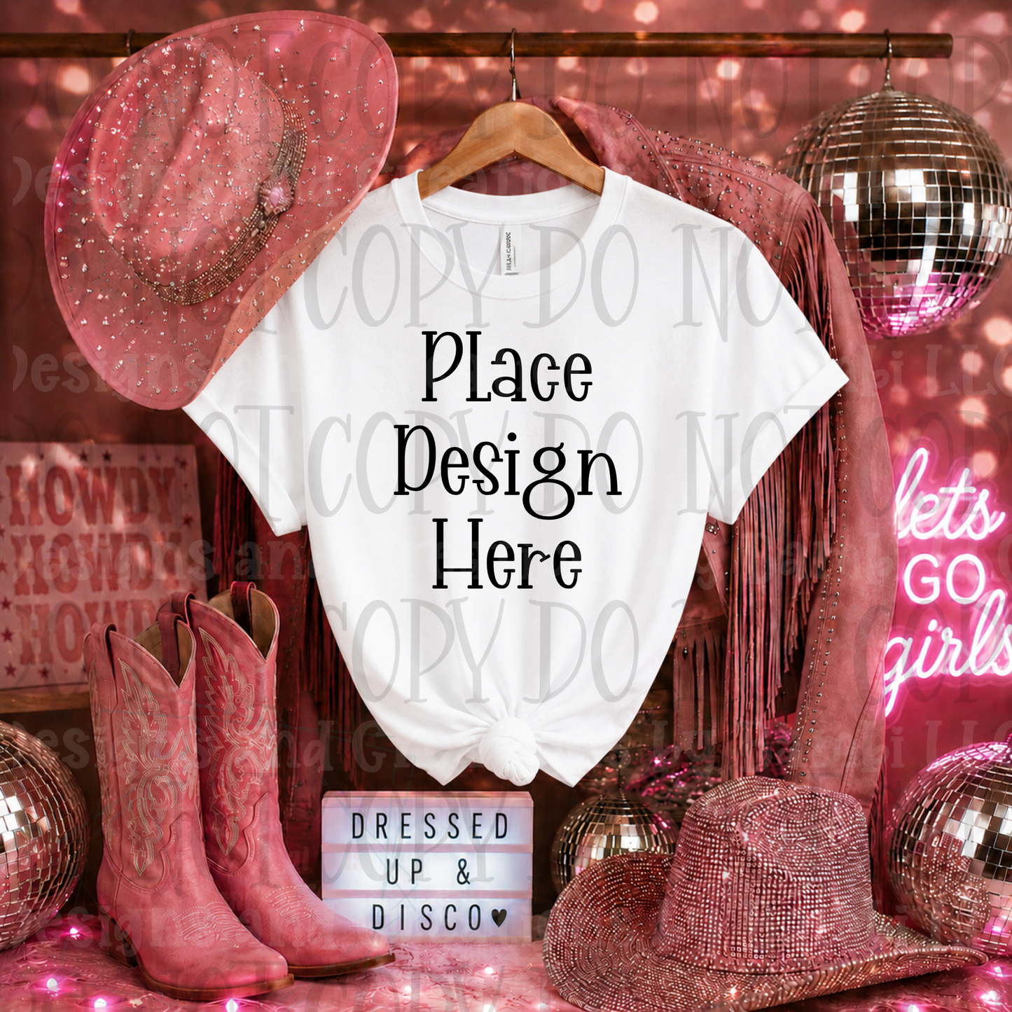Pink Glam Western Apparel Mock Ups (Bella Canvas, Comfort Color, and Gildan Brand)