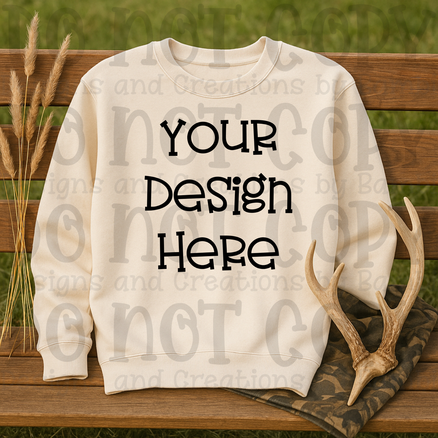 Hunting Rustic with Bench Sweatshirt Apparel Mock Ups