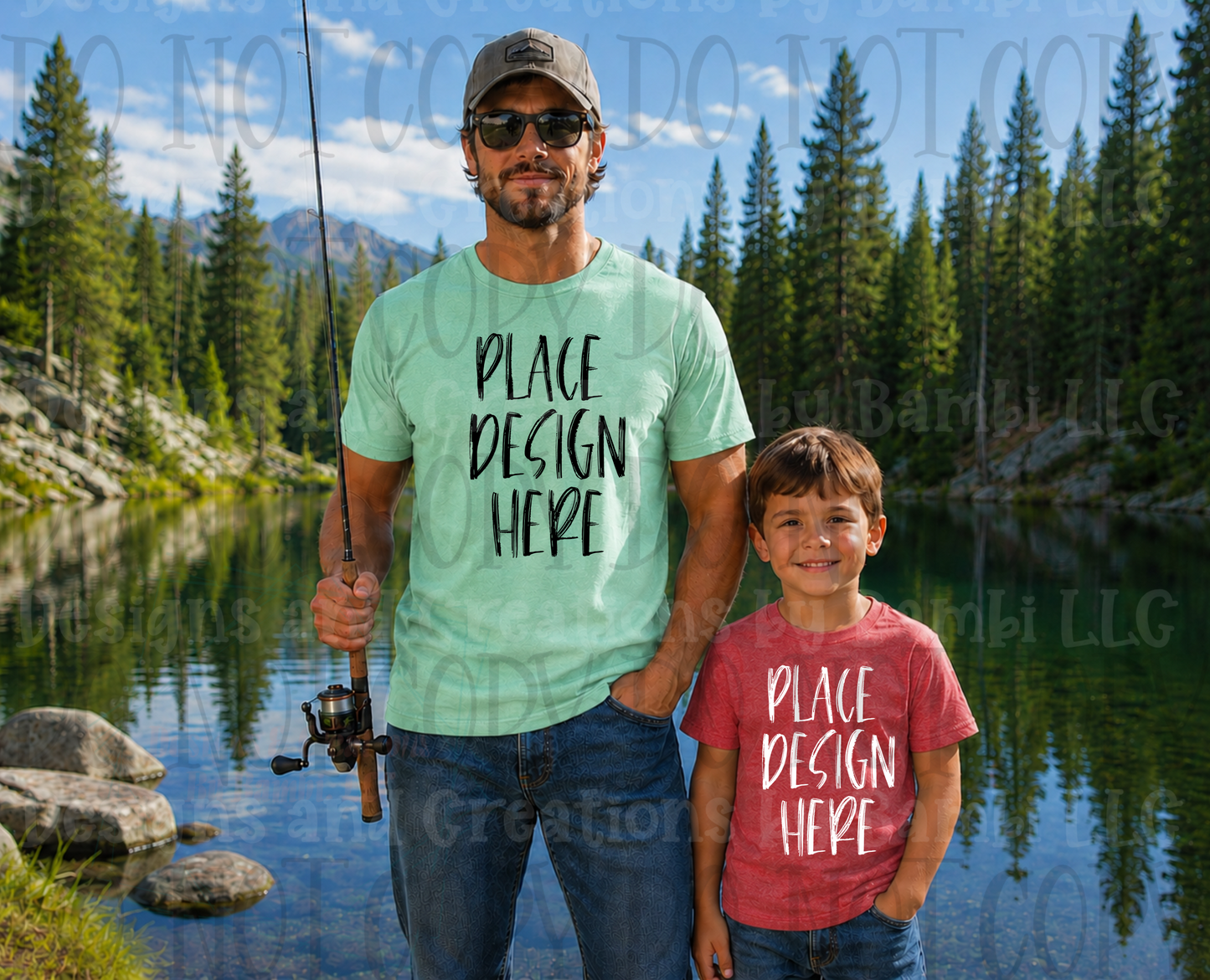 Variety of Father's Day Scene Apparel Mock Ups (Gildan Brand Only)