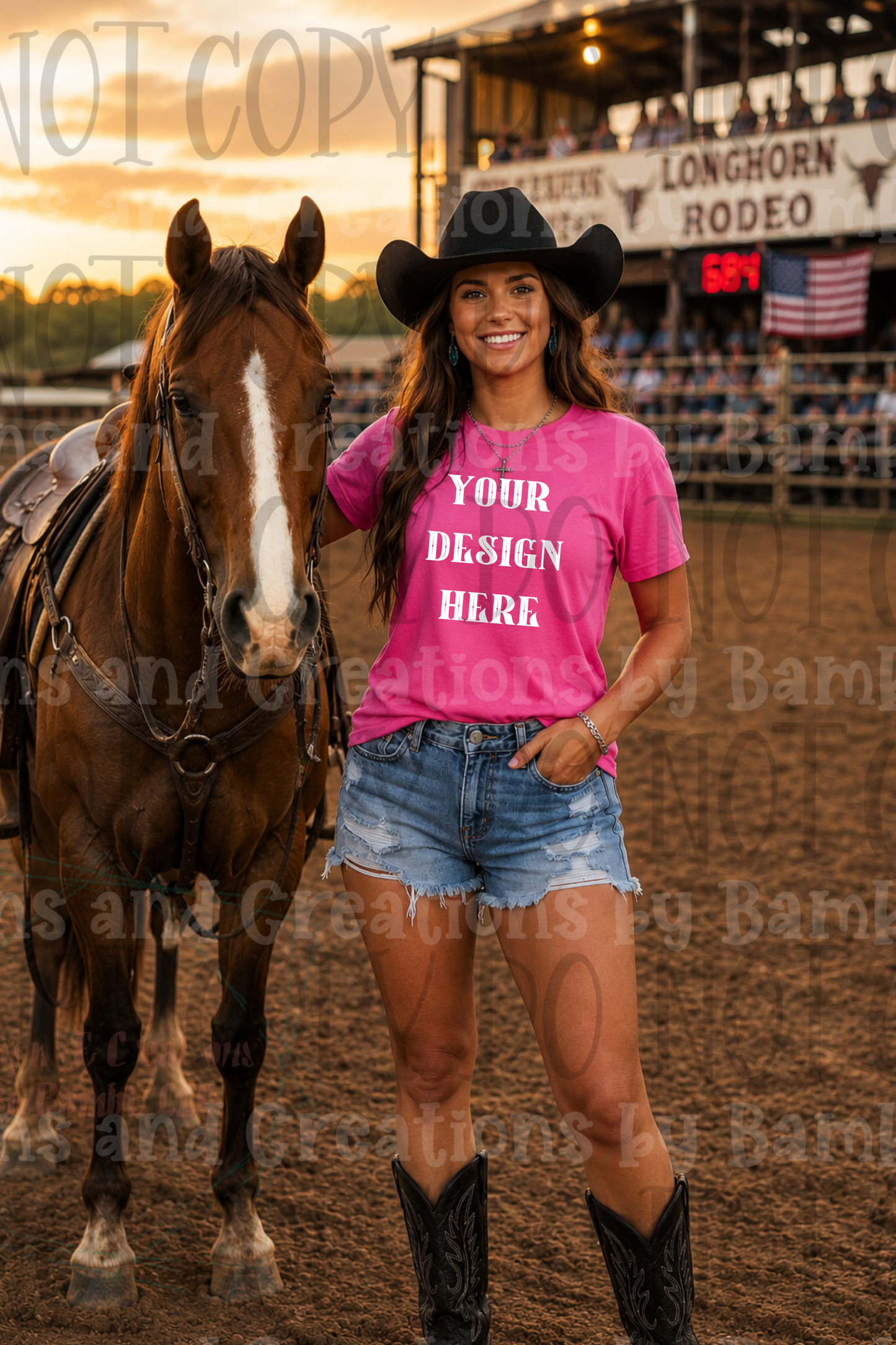 Variety of Rodeo Themed Apparel Mock Ups (Bella Canvas, Comfort Color, and Gildan Brand)