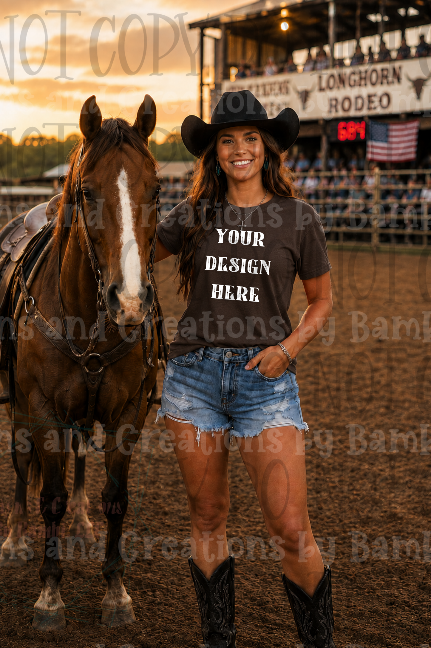 Variety of Rodeo Themed Apparel Mock Ups (Bella Canvas, Comfort Color, and Gildan Brand)