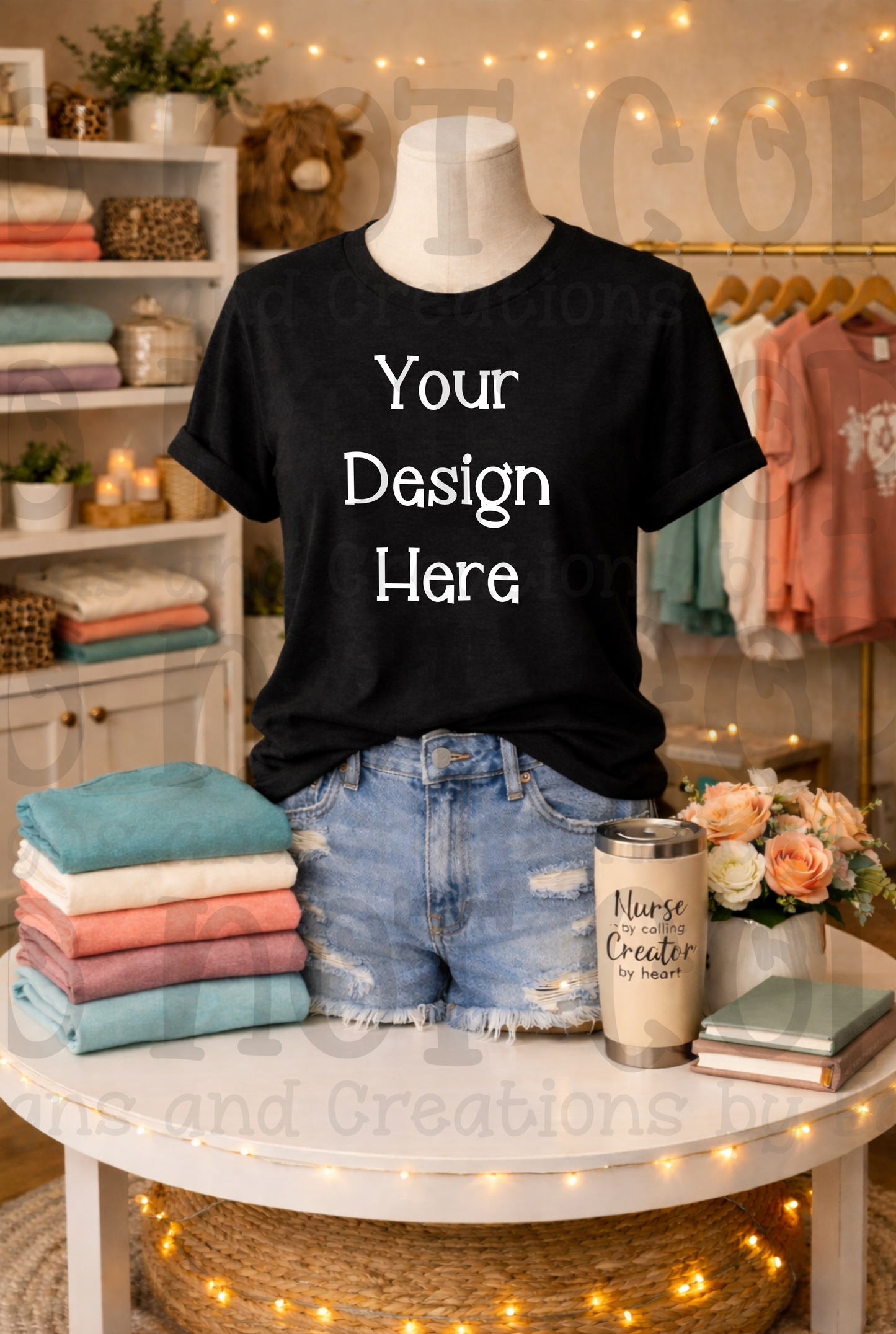 Boutique Mannequin Boho Themed Tshirt Apparel Mock Ups
