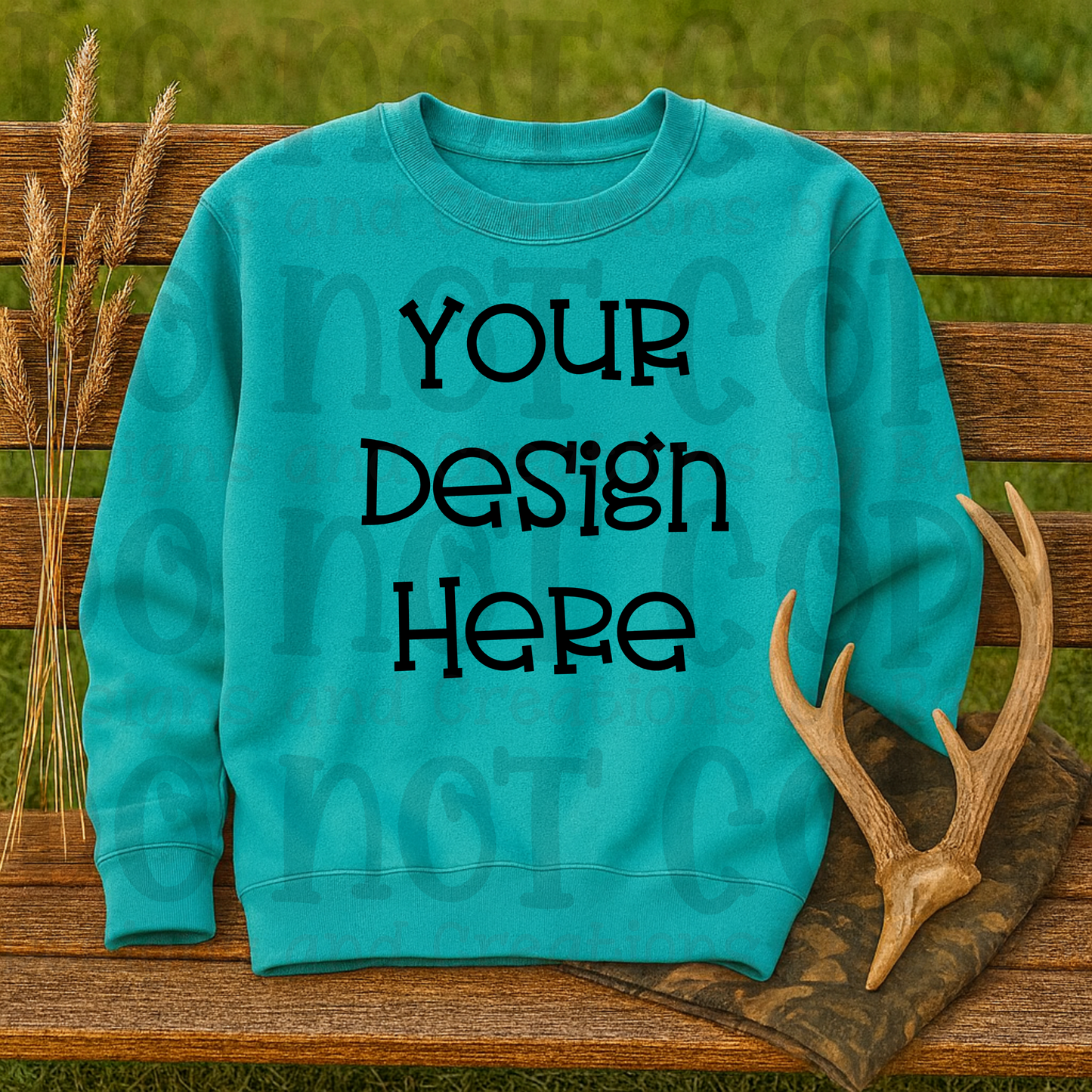 Hunting Rustic with Bench Sweatshirt Apparel Mock Ups