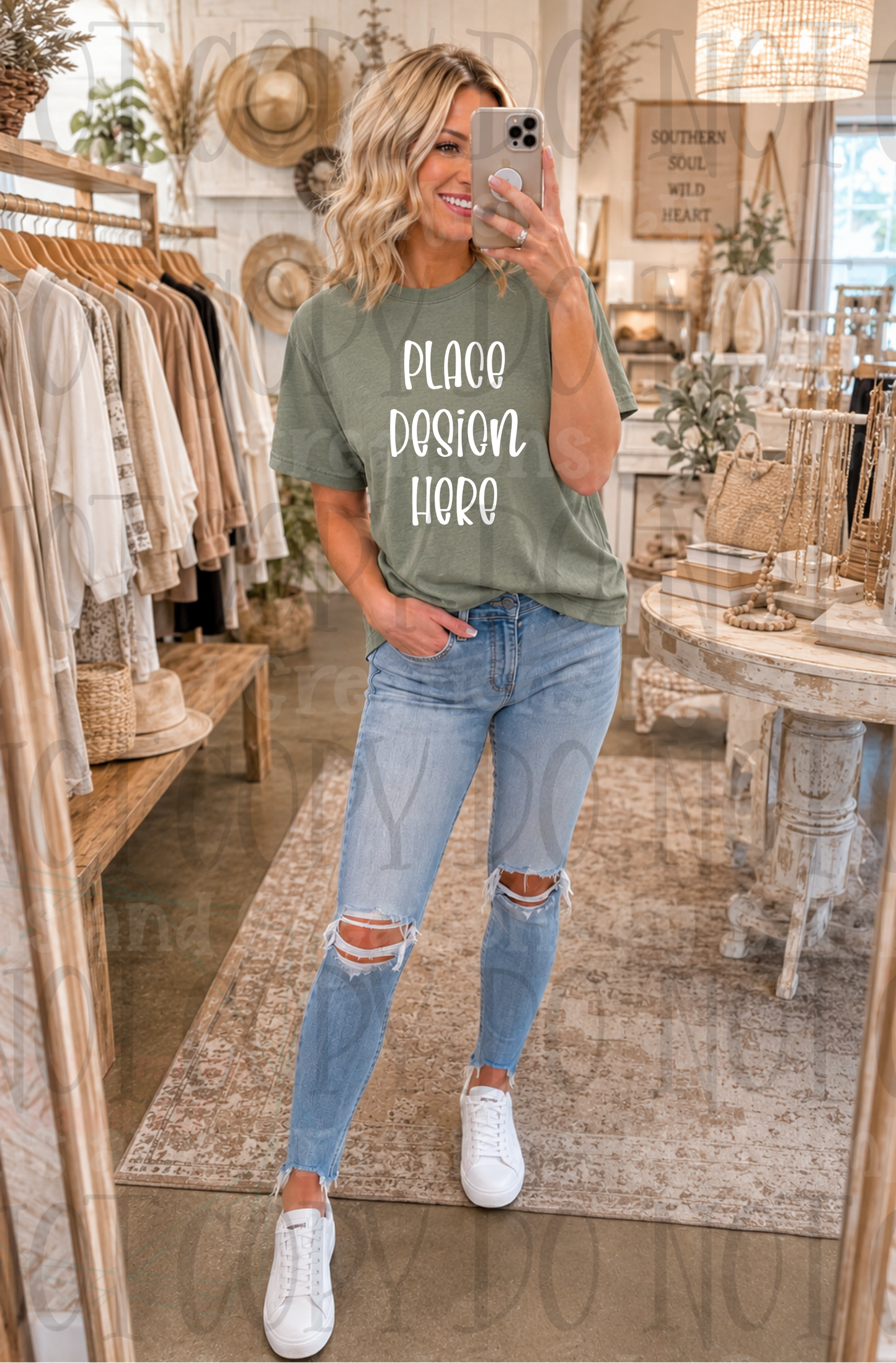 Variety of Boho Style Apparel Mock Ups (Bella Canvas and Gildan Brands)