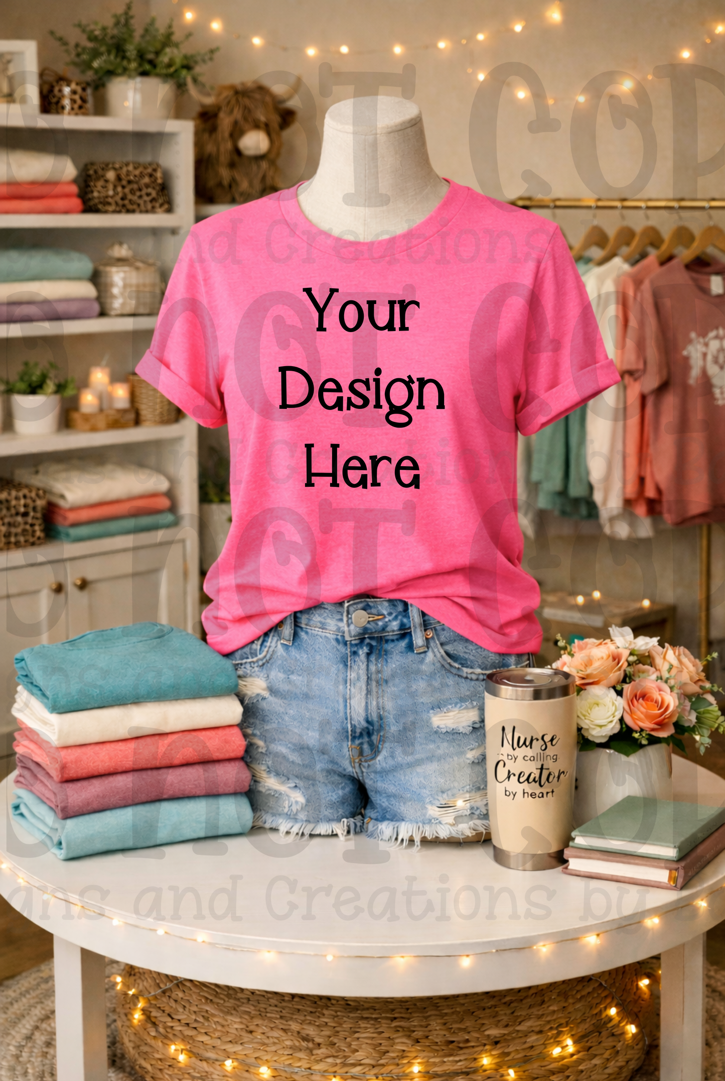 Boutique Mannequin Boho Themed Tshirt Apparel Mock Ups