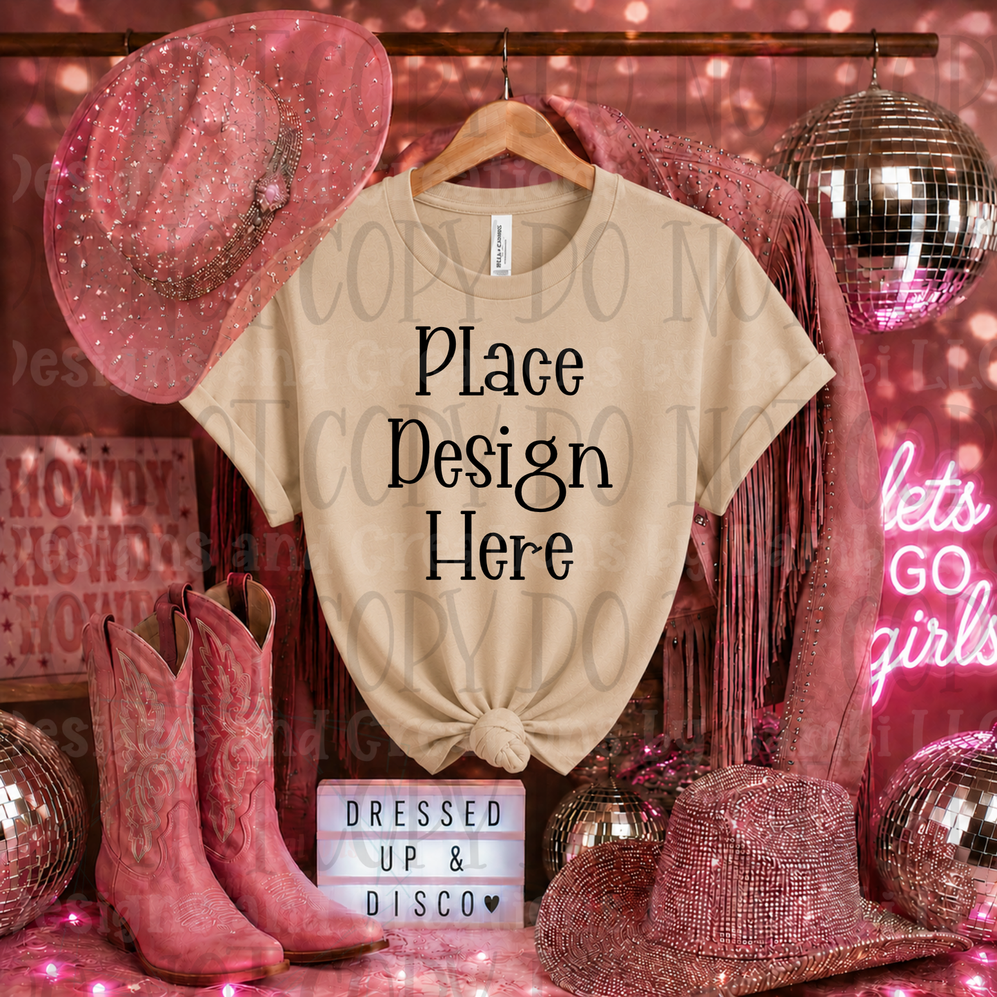 Pink Glam Western Apparel Mock Ups (Bella Canvas, Comfort Color, and Gildan Brand)