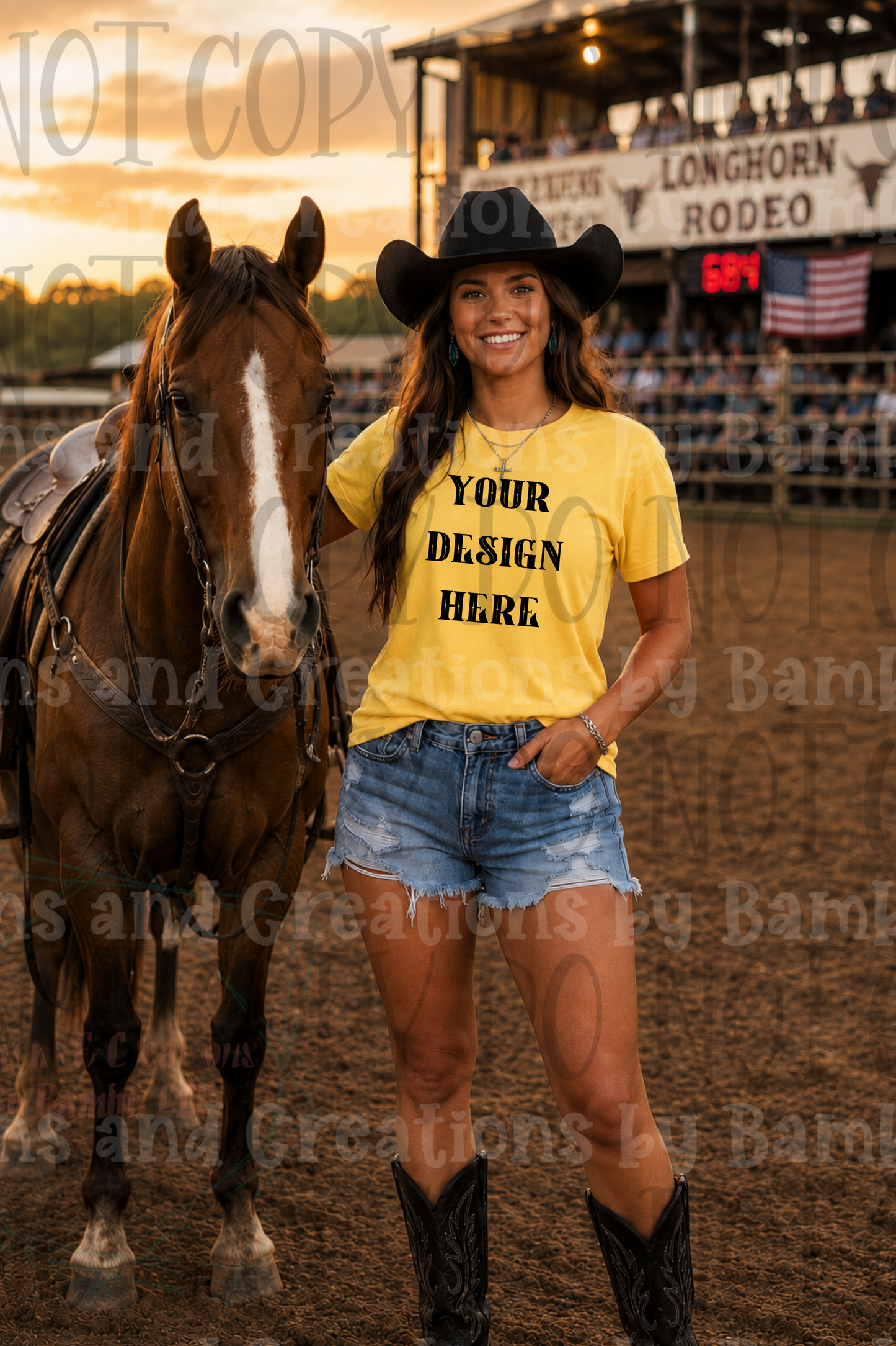 Variety of Rodeo Themed Apparel Mock Ups (Bella Canvas, Comfort Color, and Gildan Brand)