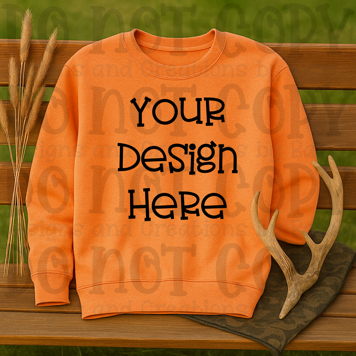 Hunting Rustic with Bench Sweatshirt Apparel Mock Ups