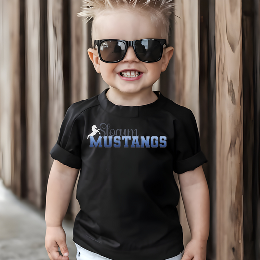 Slocum Mustangs Blue Ombre Grey Outline with Mustang
