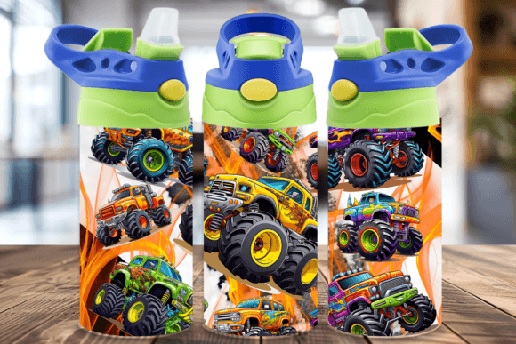 Monster Trucks Flip Top Sublimation Tumbler