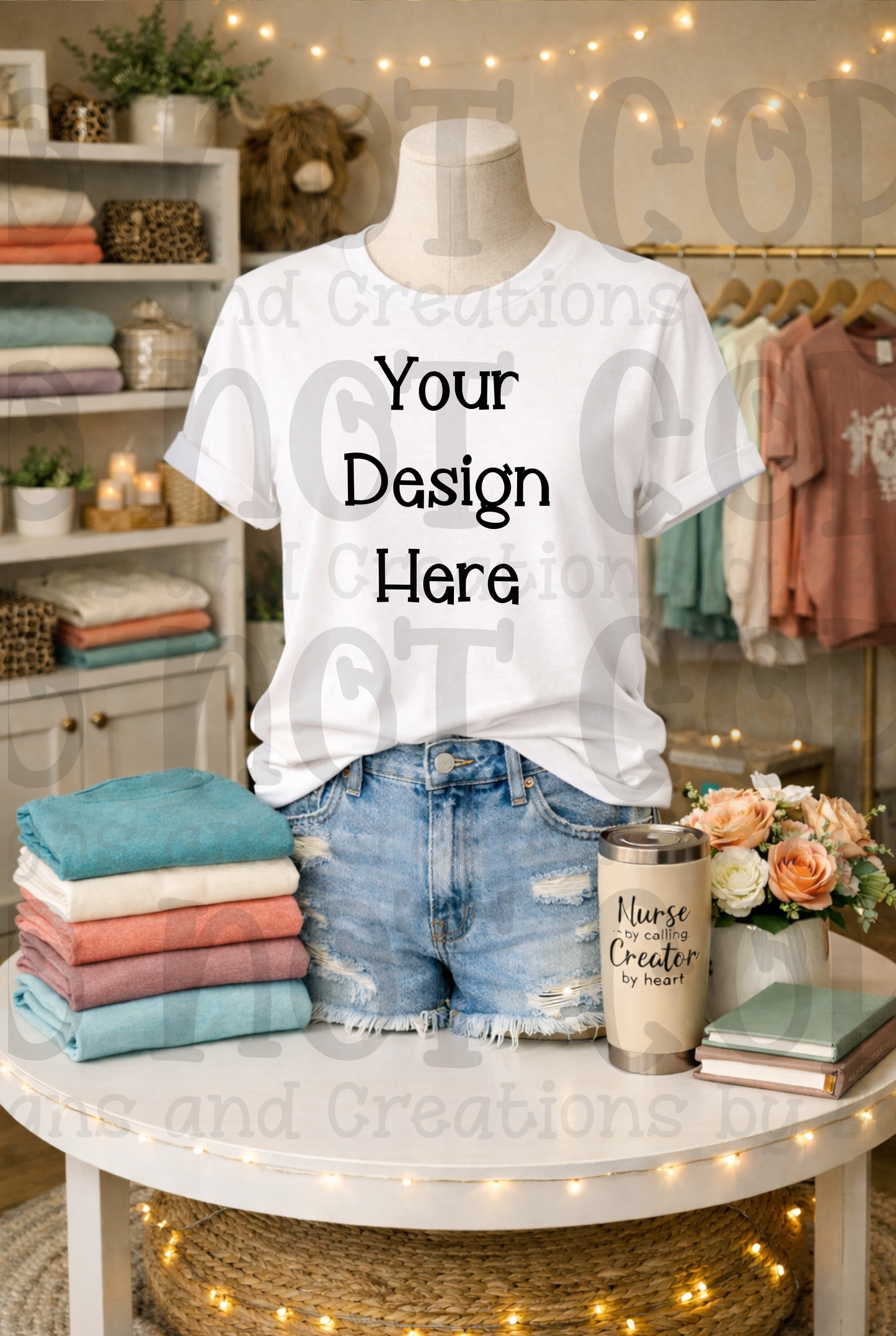 Boutique Mannequin Boho Themed Tshirt Apparel Mock Ups