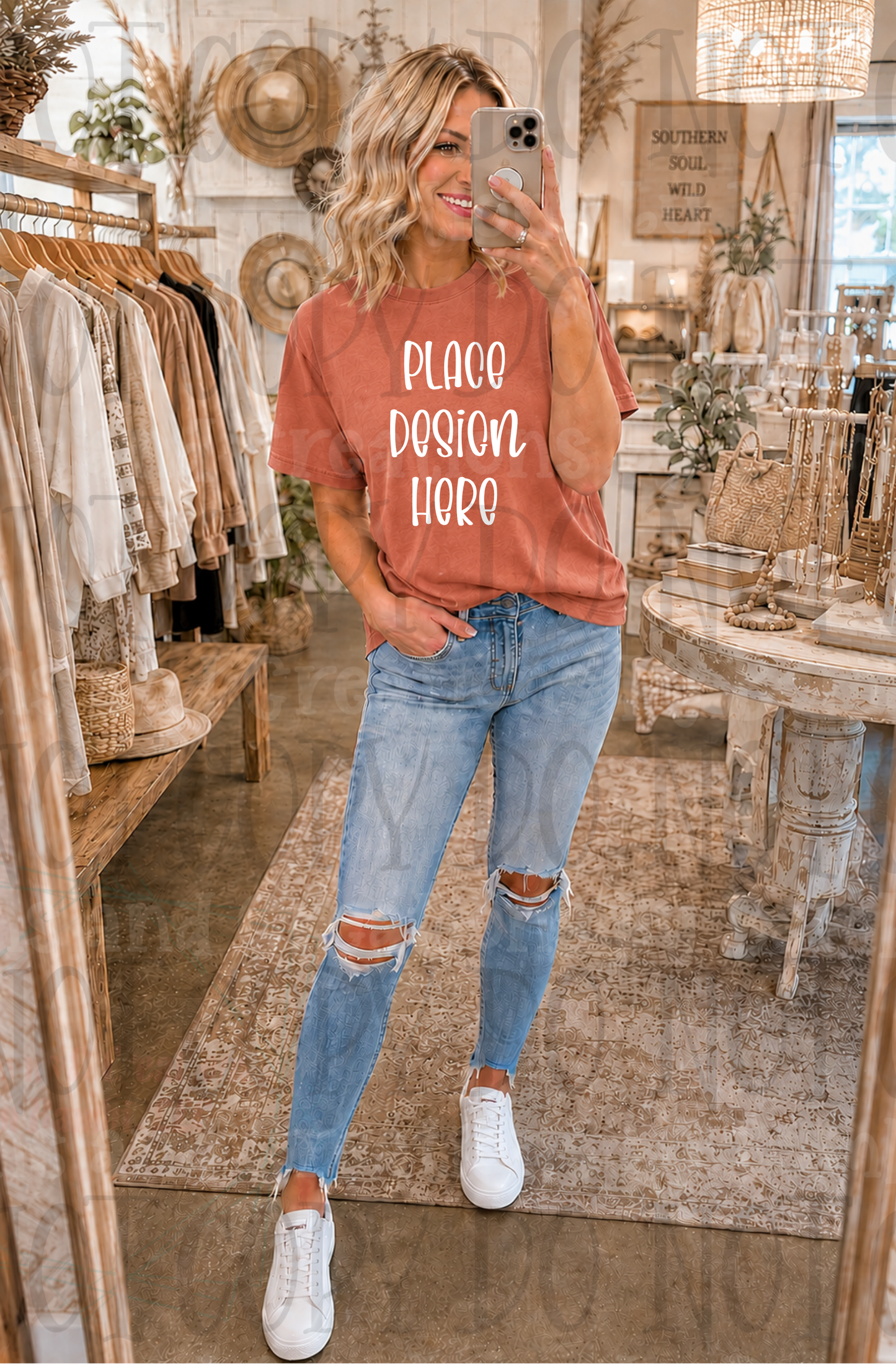 Variety of Boho Style Apparel Mock Ups (Bella Canvas and Gildan Brands)