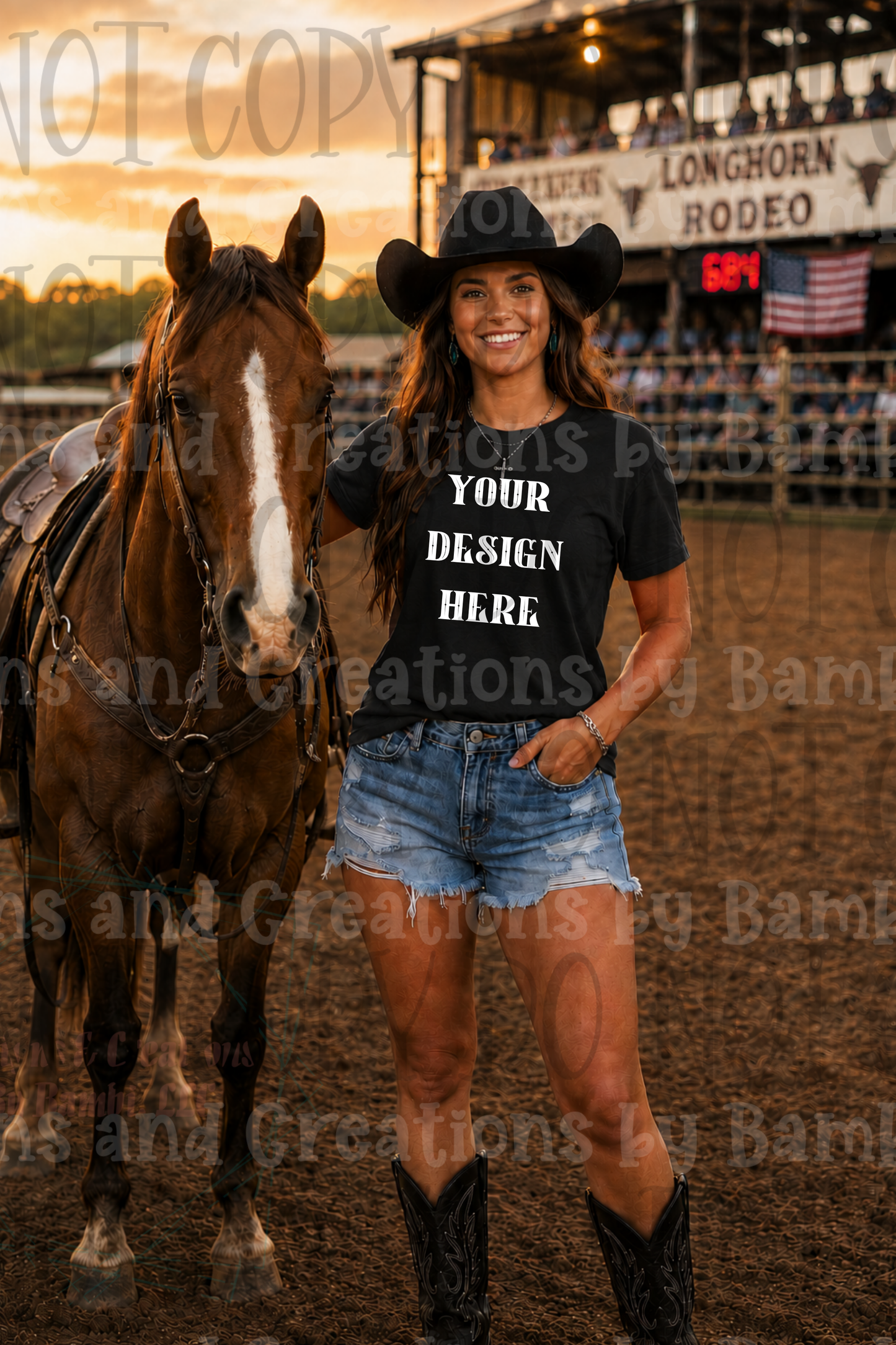 Variety of Rodeo Themed Apparel Mock Ups (Bella Canvas, Comfort Color, and Gildan Brand)