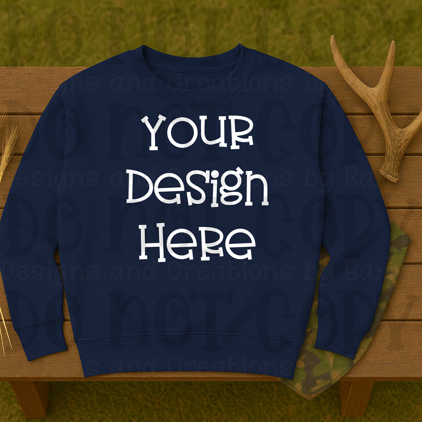 Hunting Rustic with Bench Sweatshirt Apparel Mock Ups