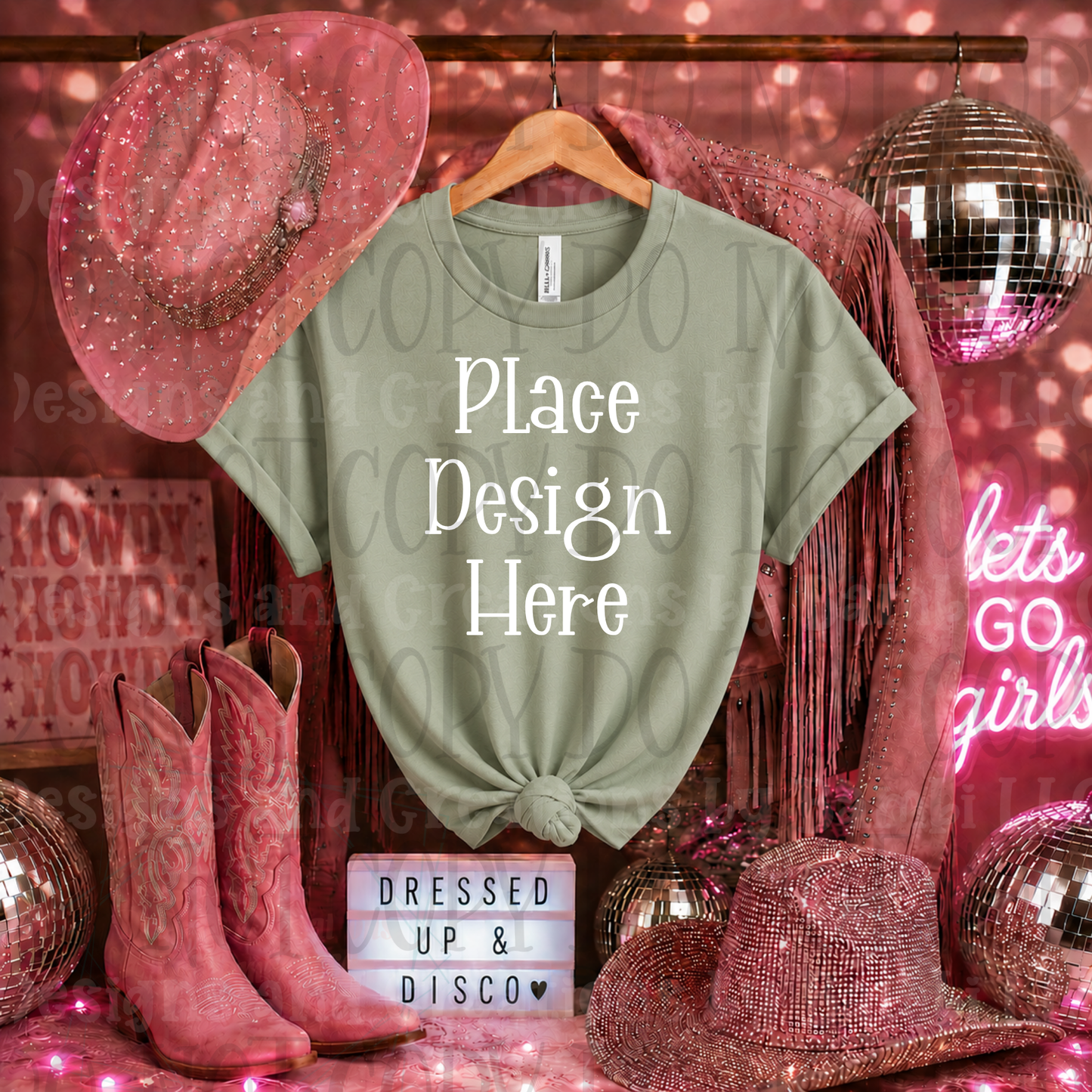 Pink Glam Western Apparel Mock Ups (Bella Canvas, Comfort Color, and Gildan Brand)