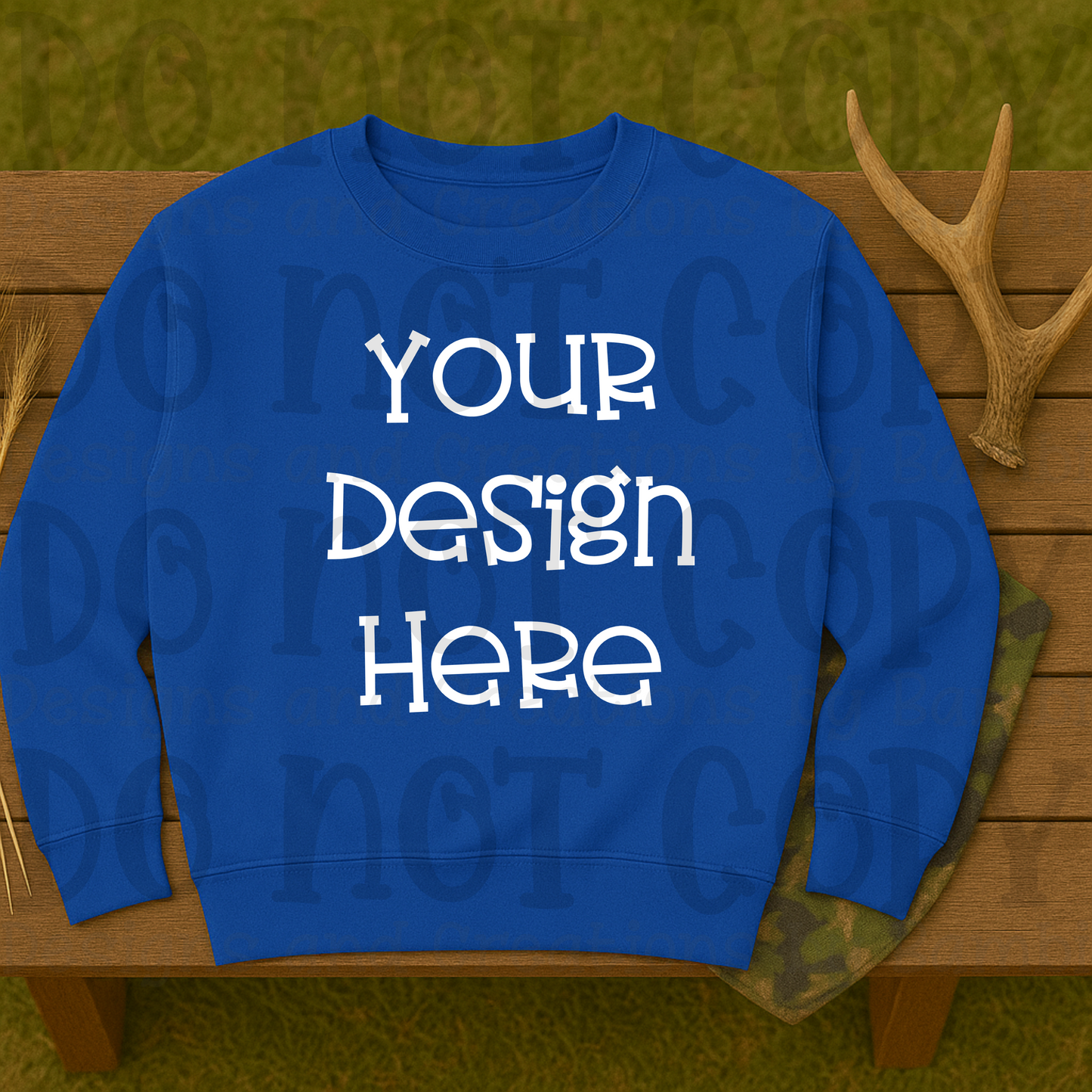 Hunting Rustic with Bench Sweatshirt Apparel Mock Ups