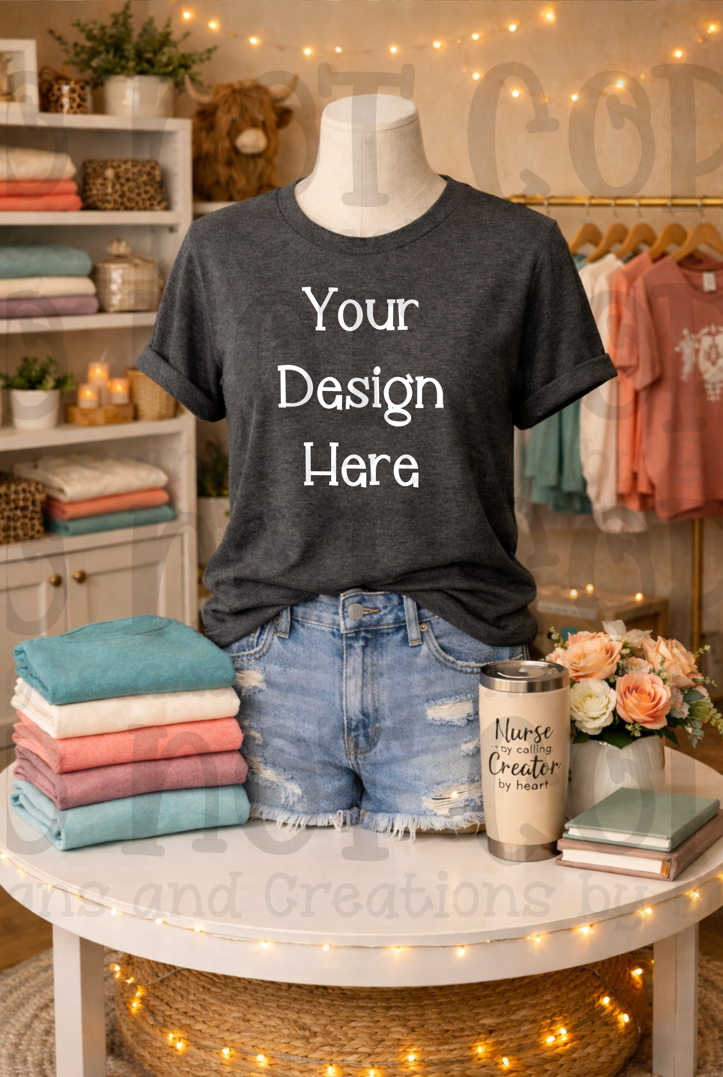 Boutique Mannequin Boho Themed Tshirt Apparel Mock Ups
