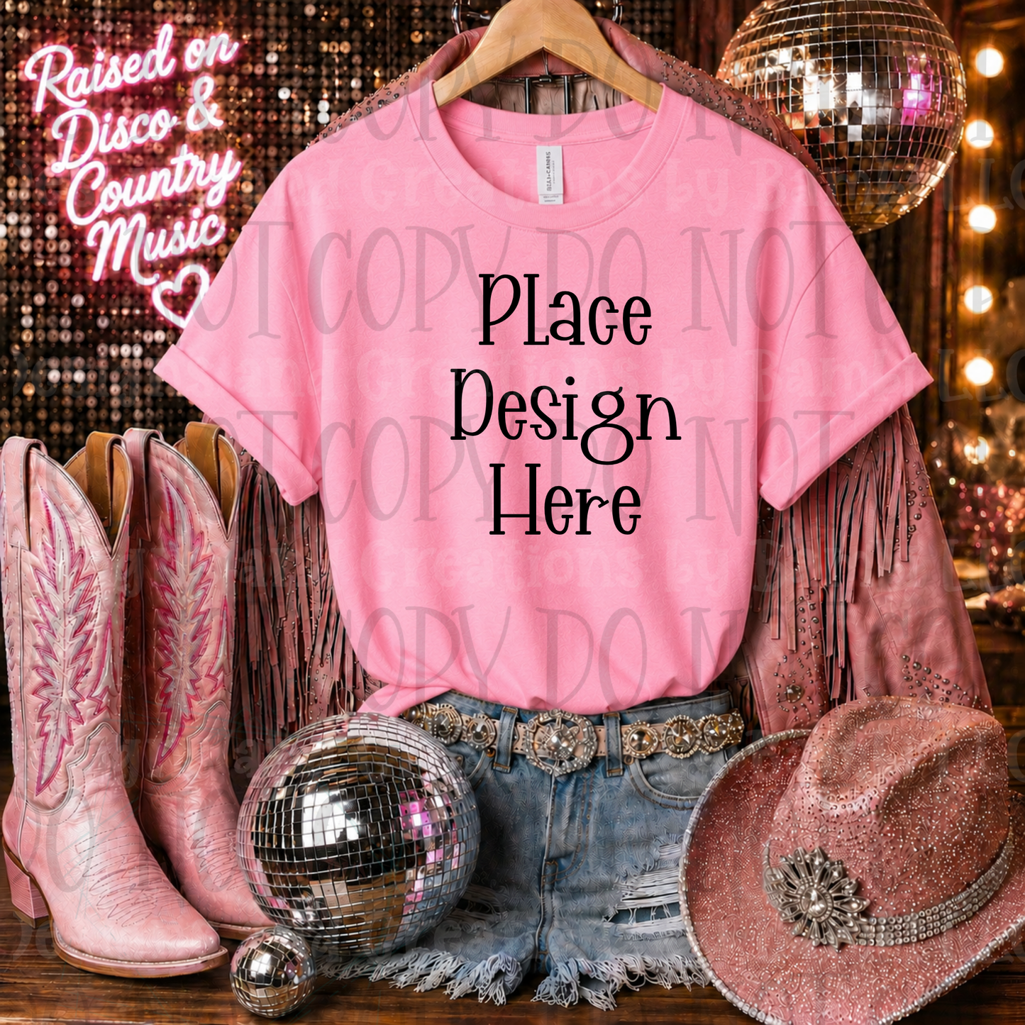 Pink Glam Western Apparel Mock Ups (Bella Canvas, Comfort Color, and Gildan Brand)