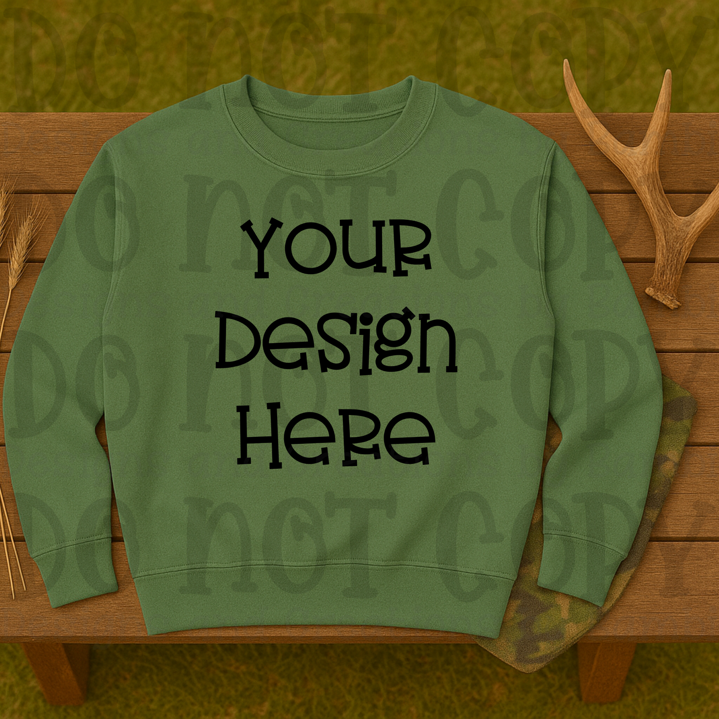 Hunting Rustic with Bench Sweatshirt Apparel Mock Ups