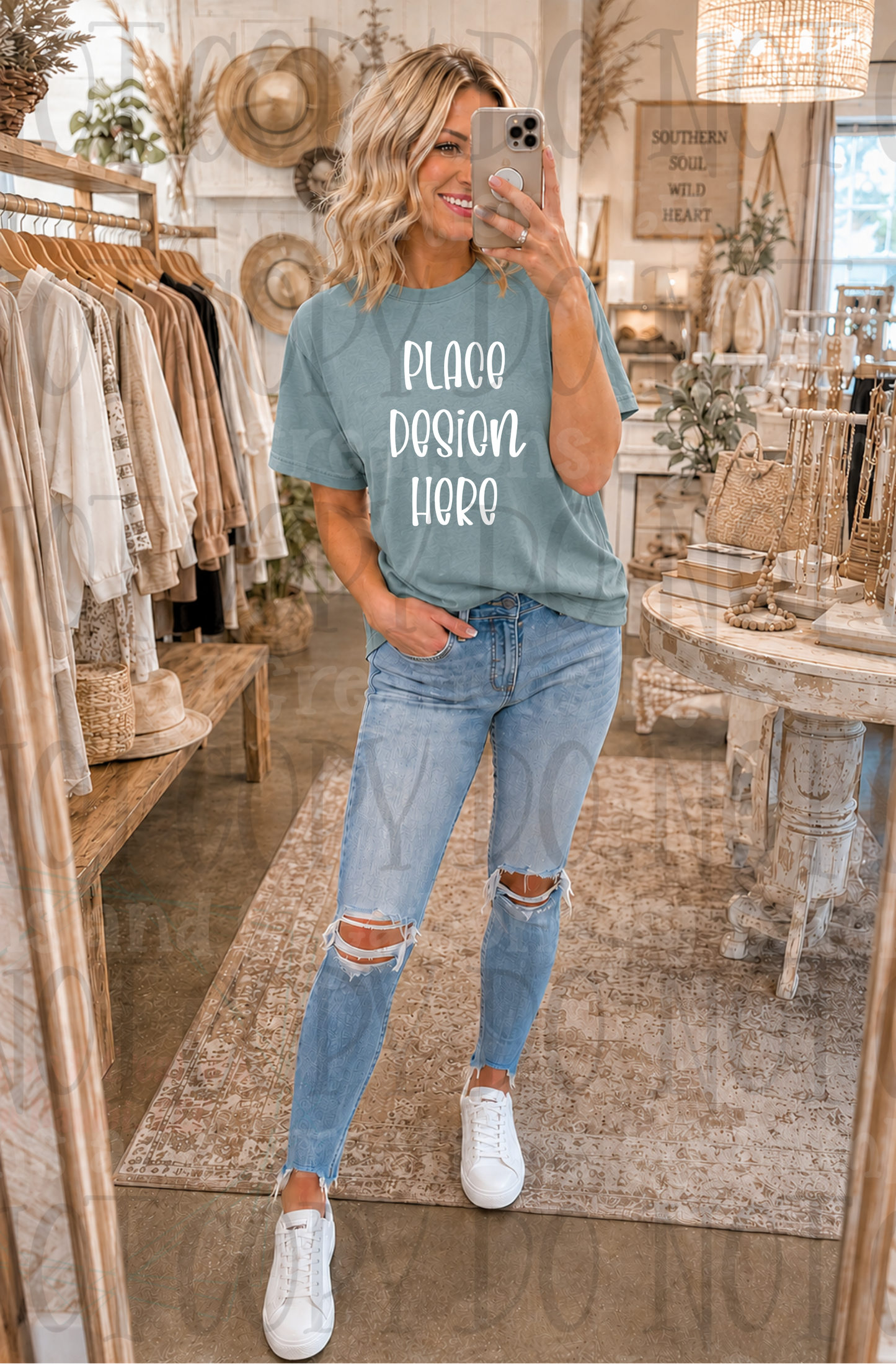 Variety of Boho Style Apparel Mock Ups (Bella Canvas and Gildan Brands)