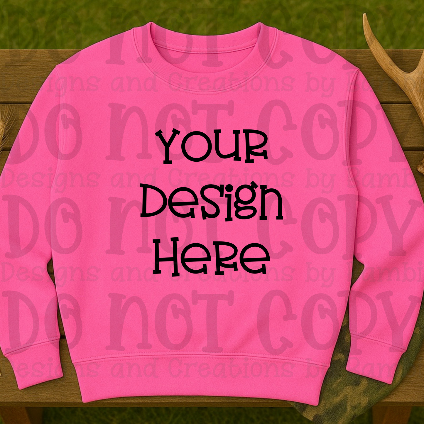 Hunting Rustic with Bench Sweatshirt Apparel Mock Ups