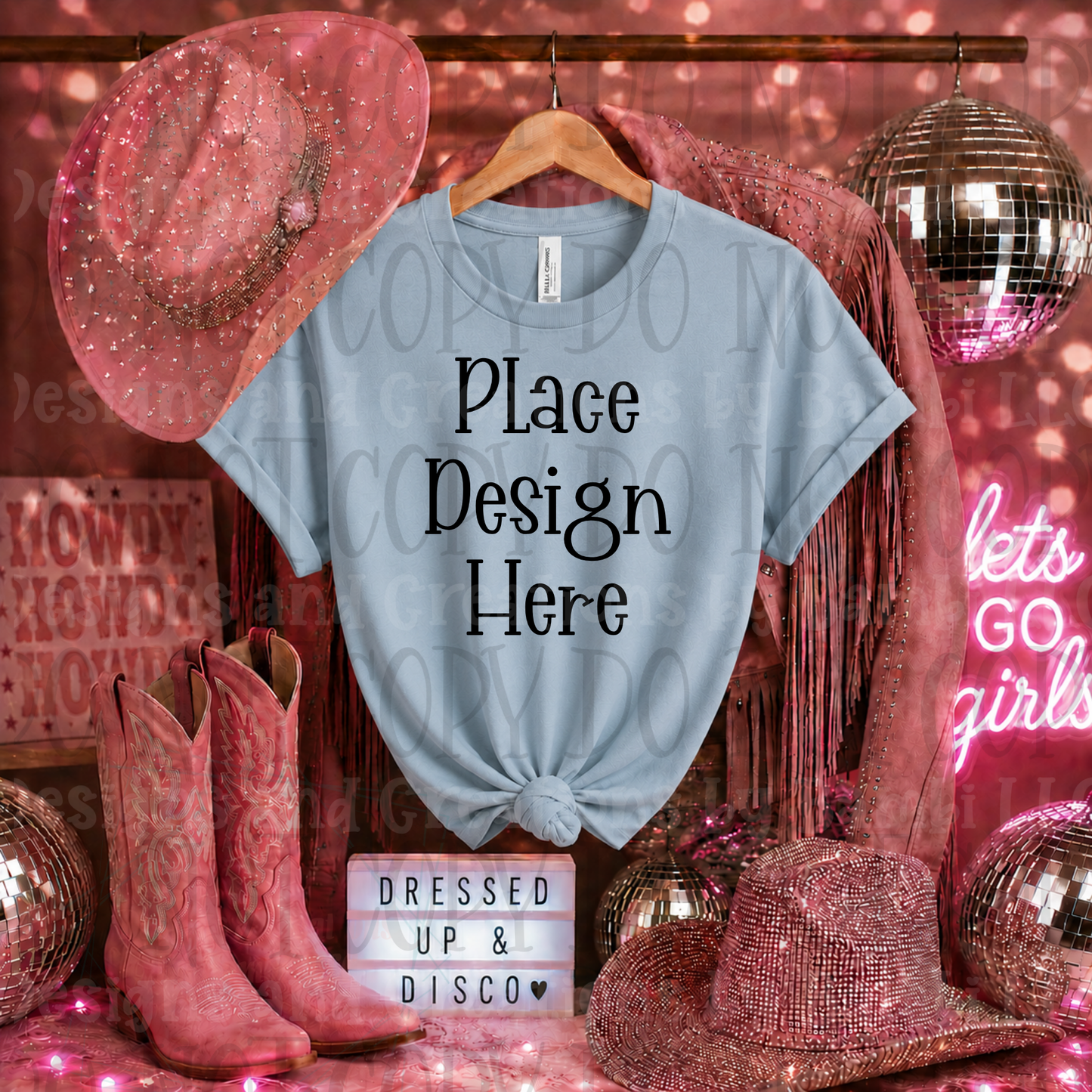 Pink Glam Western Apparel Mock Ups (Bella Canvas, Comfort Color, and Gildan Brand)