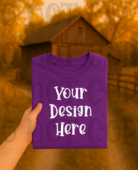 Rustic Barn Holding Folded Tshirt Apparel Mock Ups