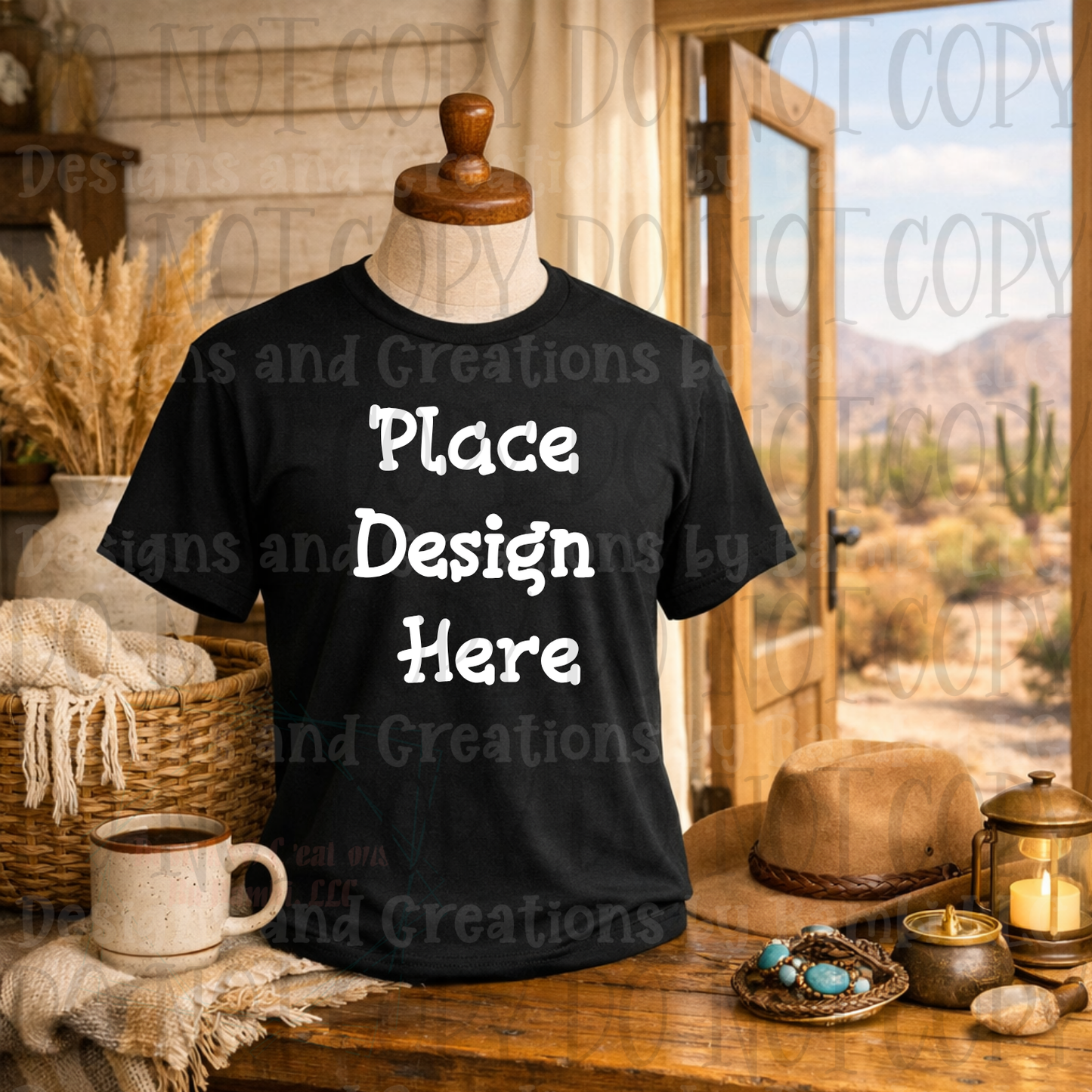 Variety of Western Style Themes and Scene Apparel Mock Ups (Various Brands)