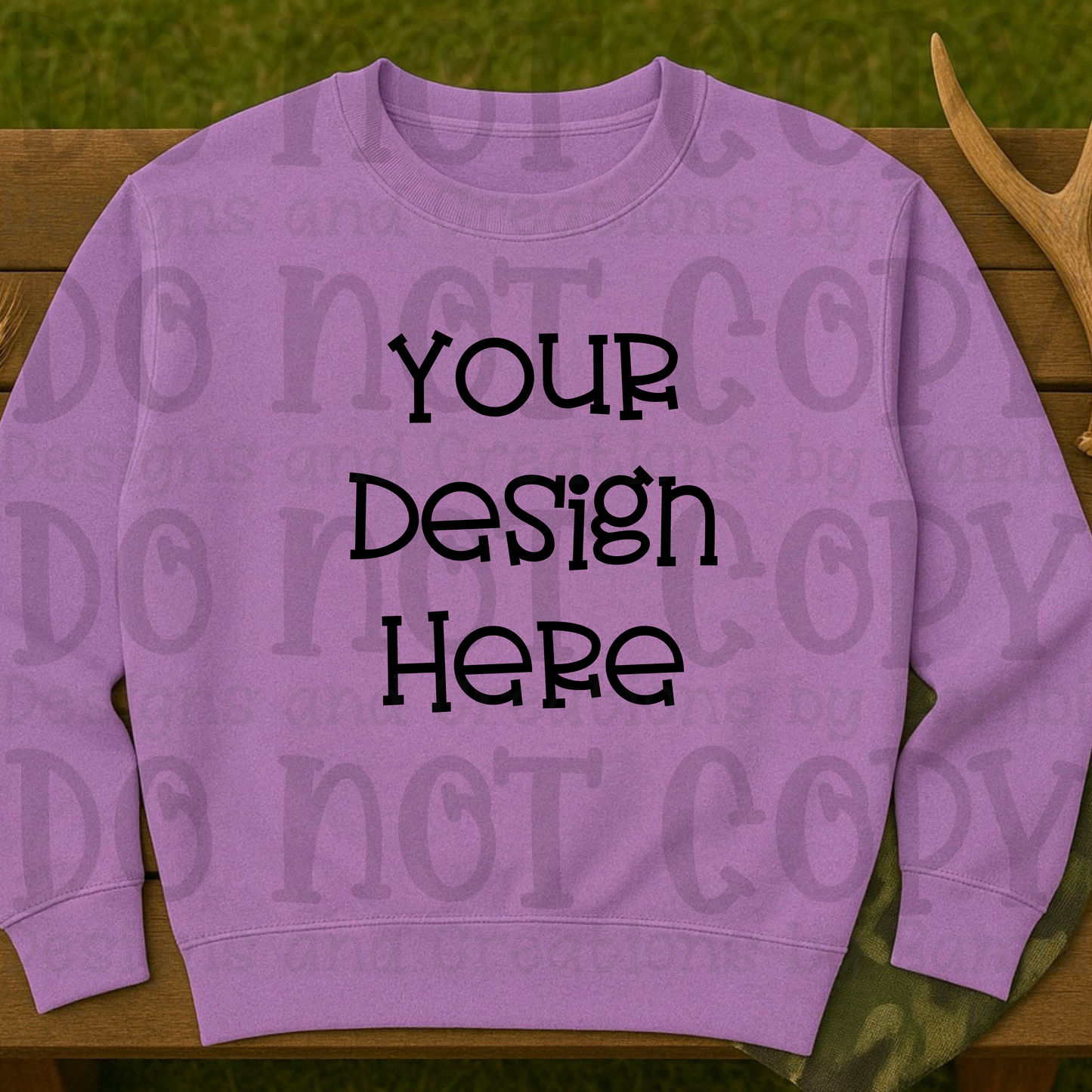 Hunting Rustic with Bench Sweatshirt Apparel Mock Ups