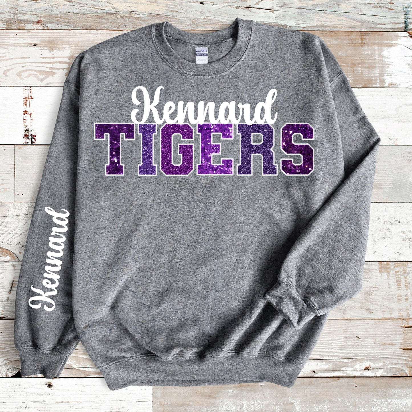 Kennard Tigers in Multi Purple Shades with White Outline/Sleeve Print