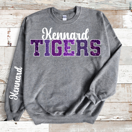 Kennard Tigers in Multi Purple Shades with White Outline/Sleeve Print