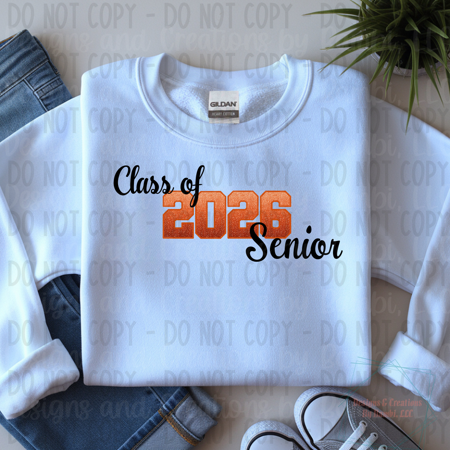 Class of 2026 Senior Ombre Orange with Orange Outline and Black Font