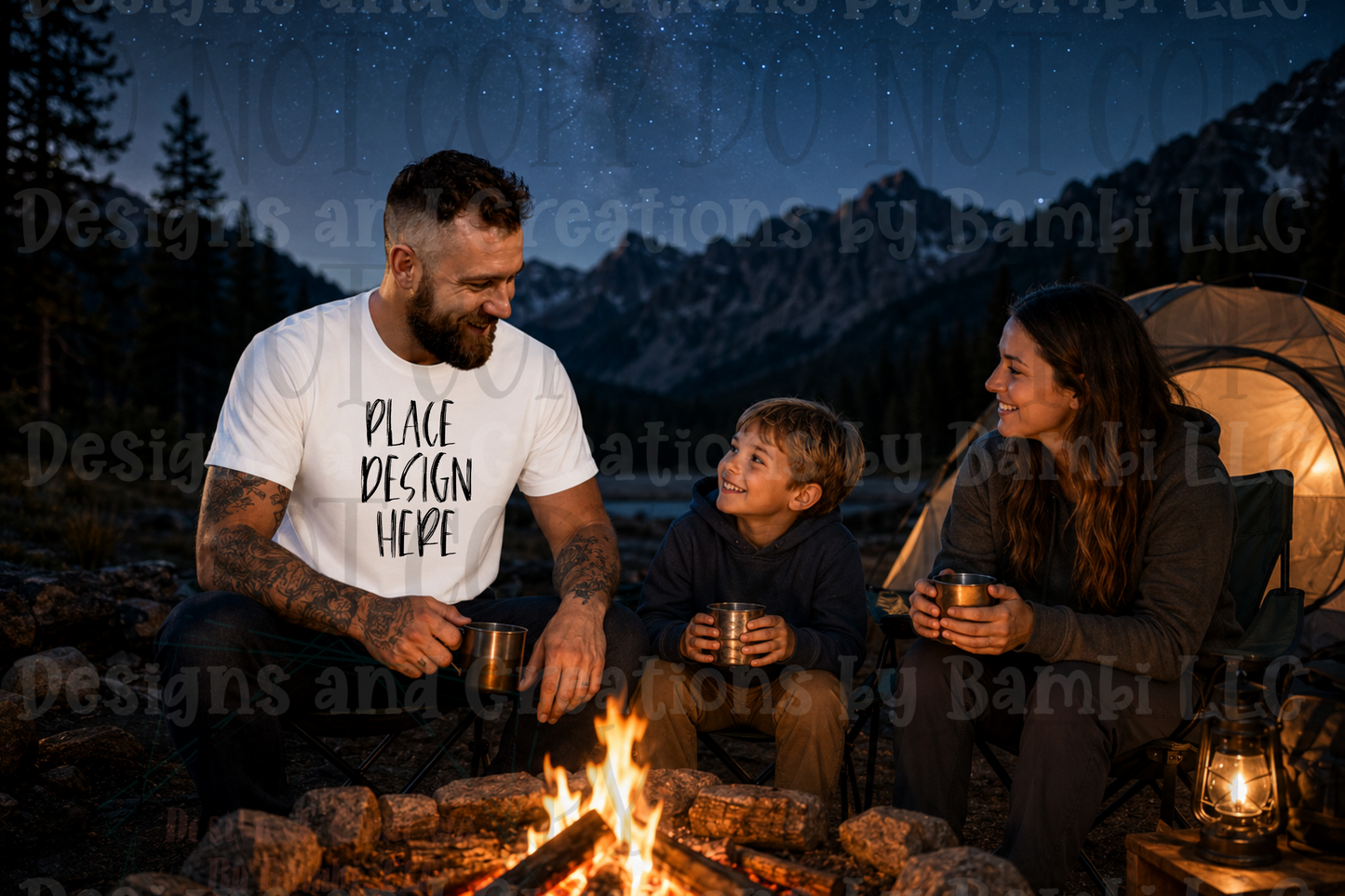 Variety of Father's Day Scene Apparel Mock Ups (Gildan Brand Only)