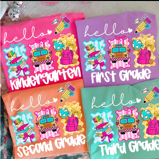 Hello School Grades Trio Square Bow Collection