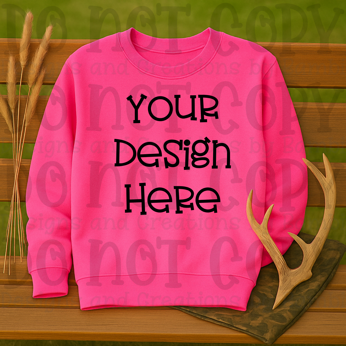 Hunting Rustic with Bench Sweatshirt Apparel Mock Ups