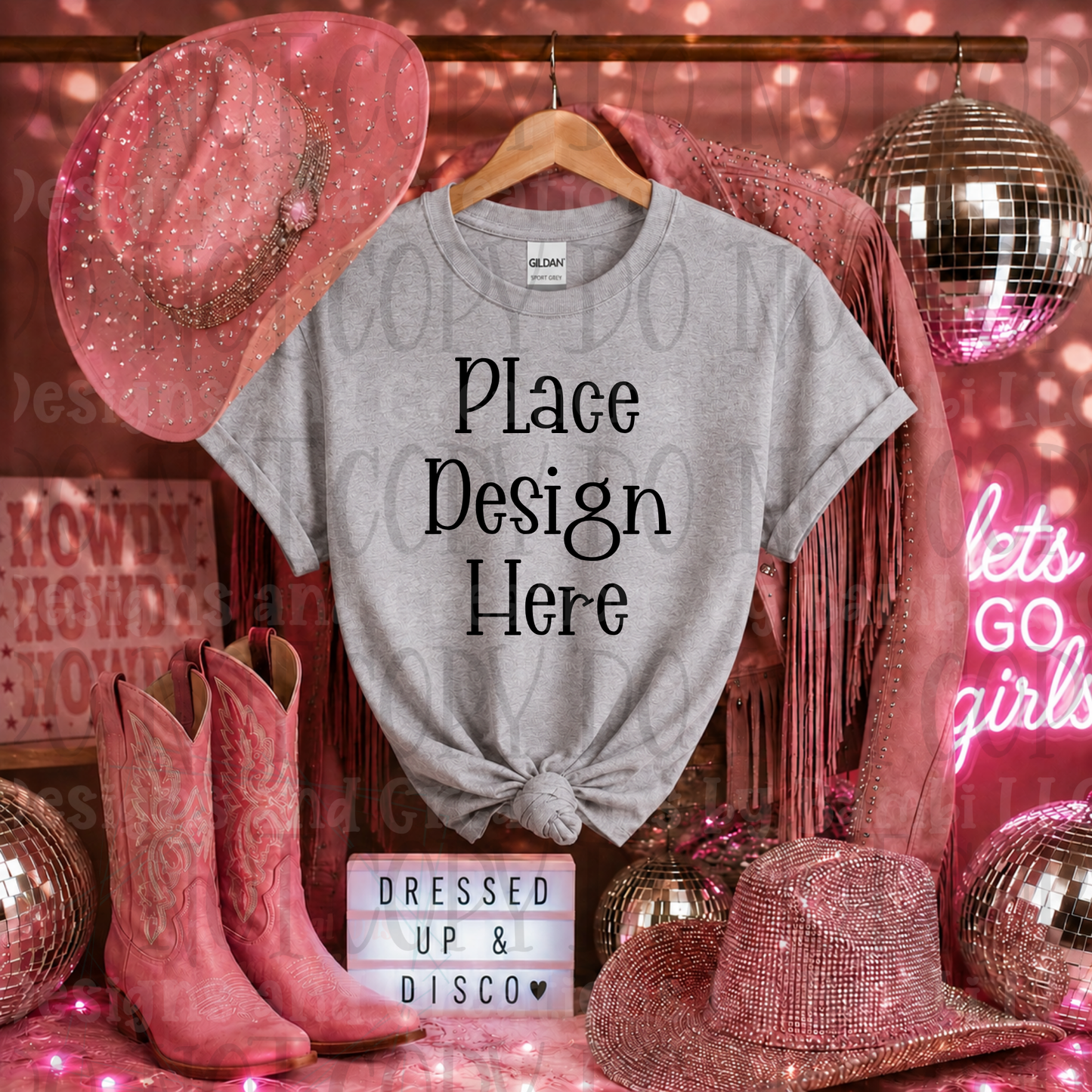 Pink Glam Western Apparel Mock Ups (Bella Canvas, Comfort Color, and Gildan Brand)