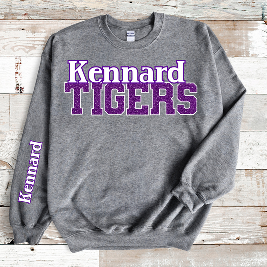 Tigers in Bright Purple Faux Sequin with Purple Outline/Sleeve Print